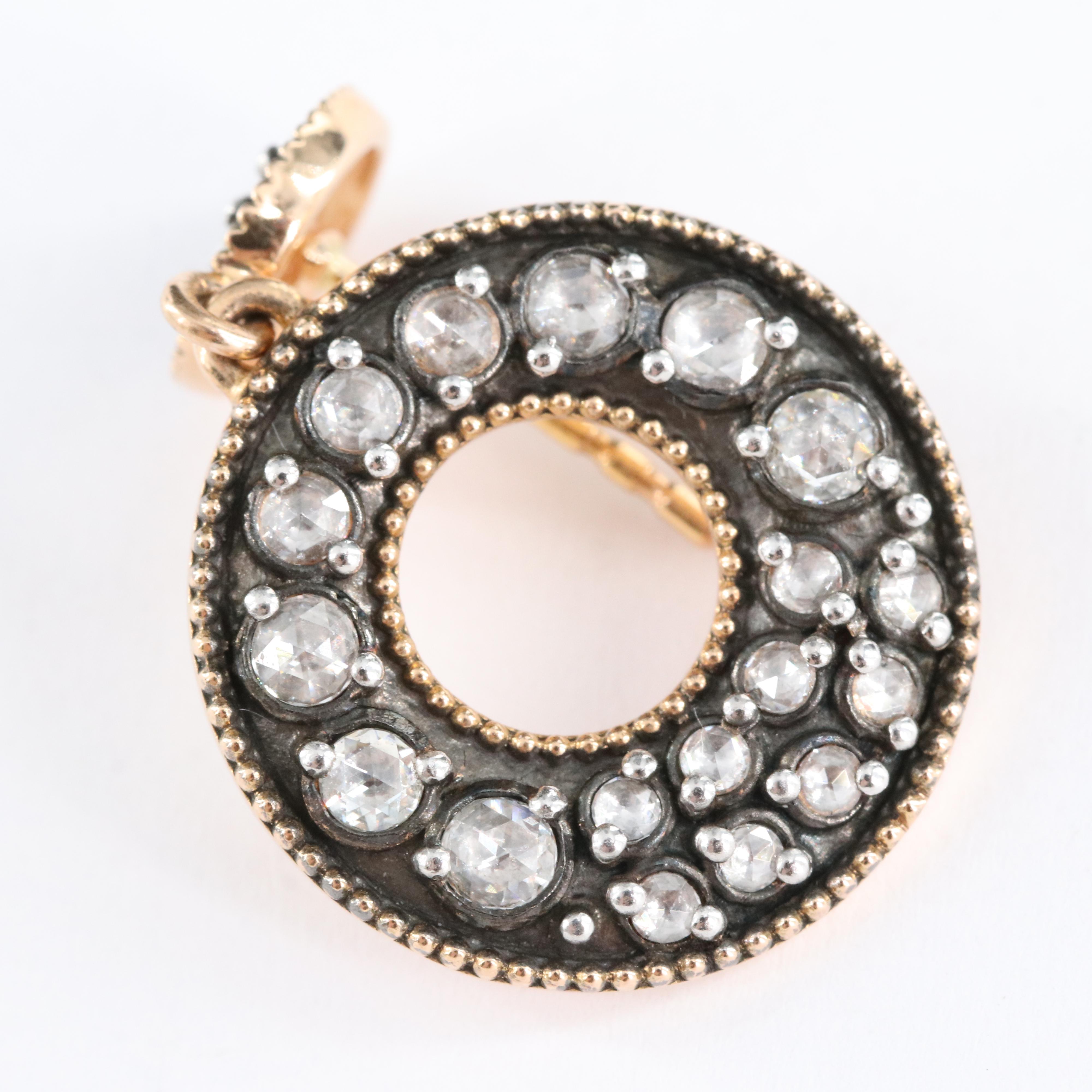 18K Rose Gold 0.86 CTW Diamond Earrings with Milgrain Trim