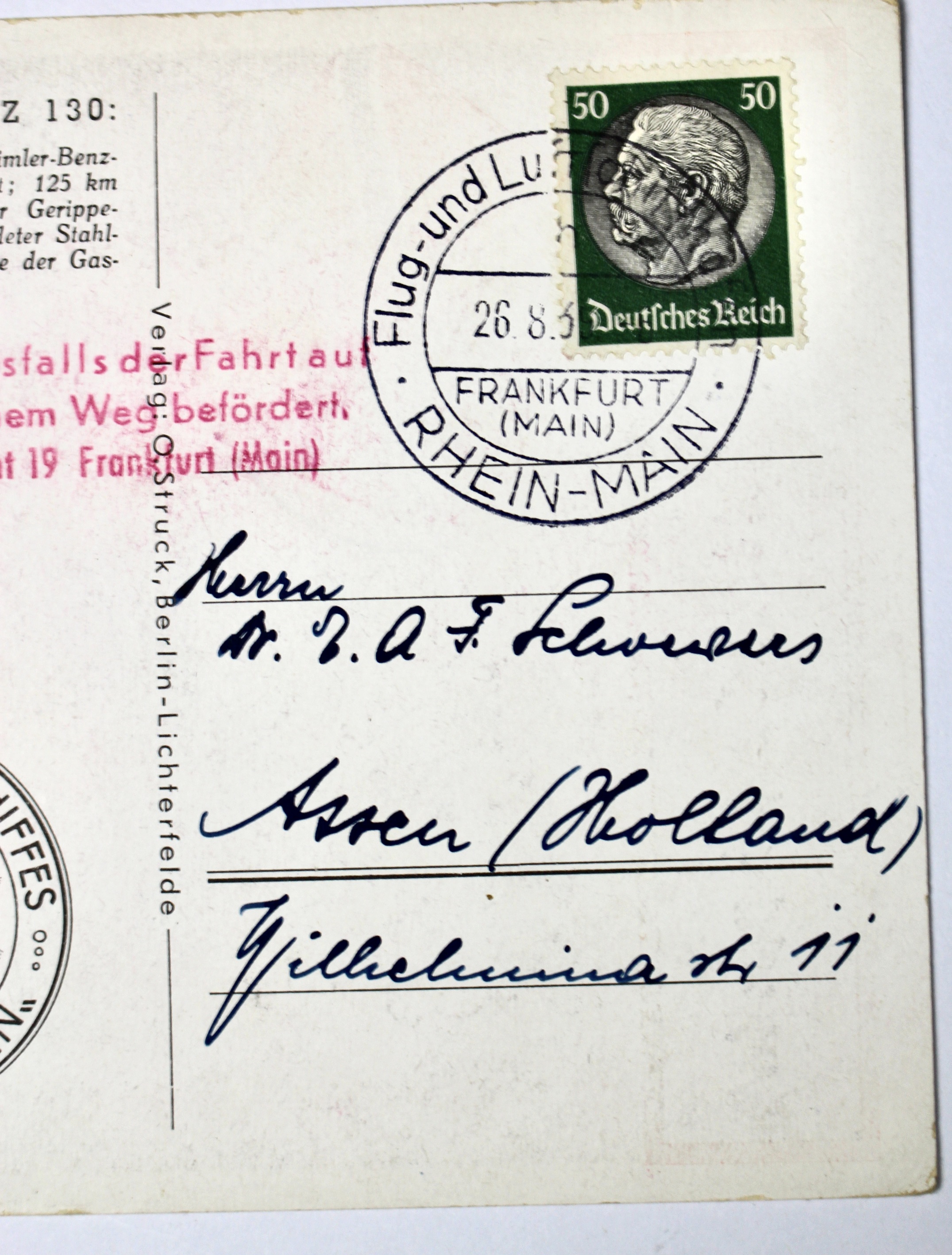 German Zeppelin Postcard, 1939