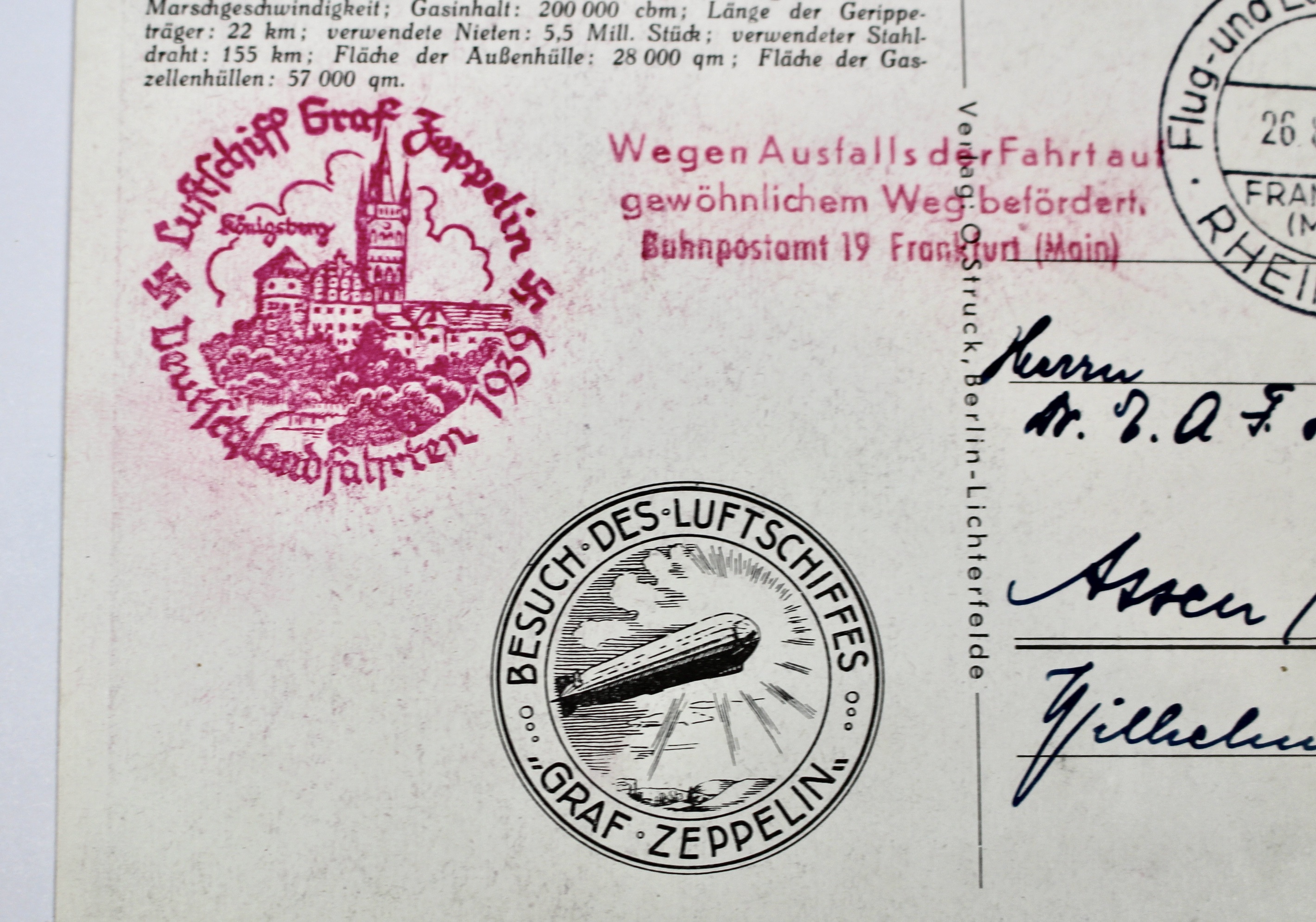 German Zeppelin Postcard, 1939