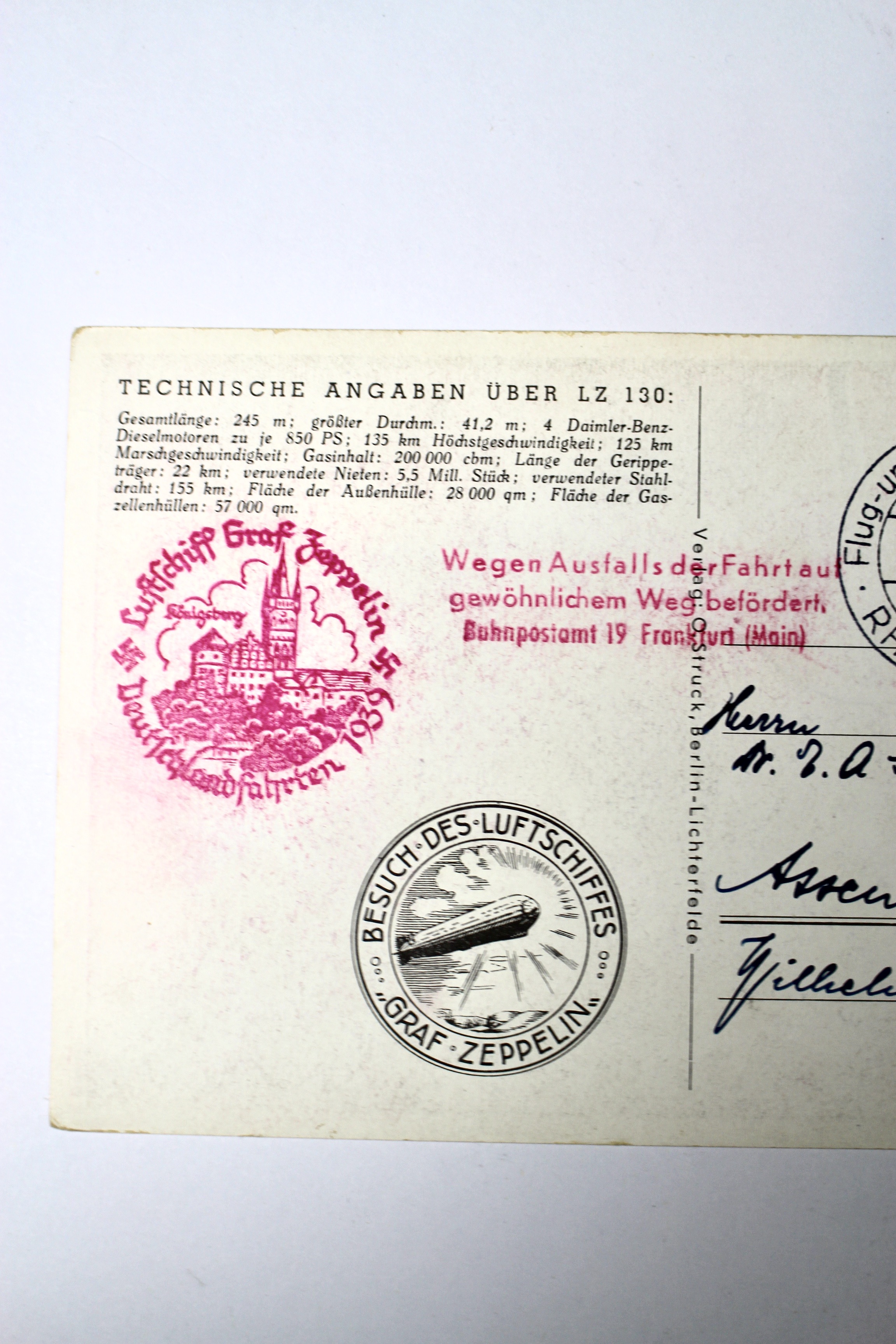 German Zeppelin Postcard, 1939