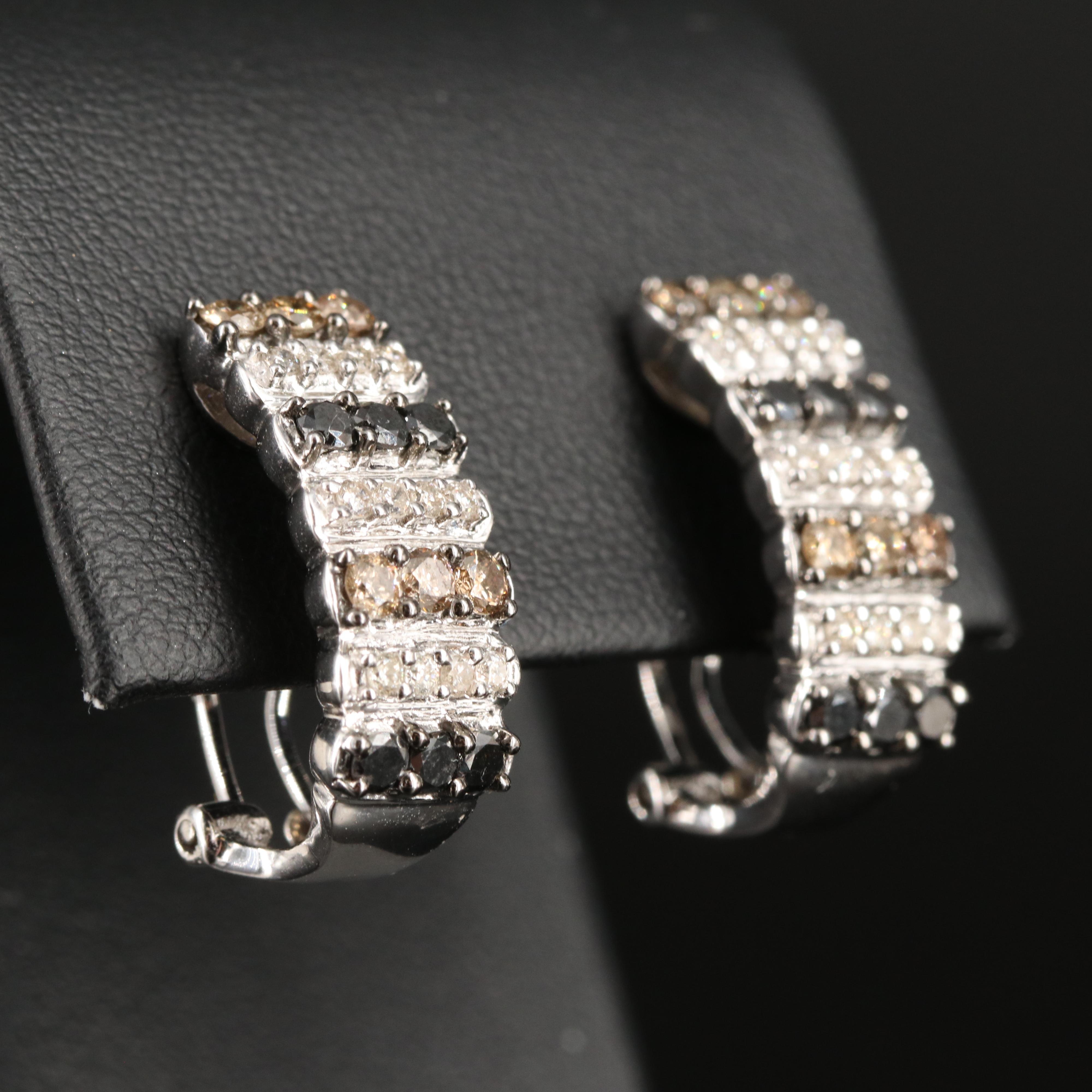 14K 1.45 CTW Diamond J Hoop Earrings