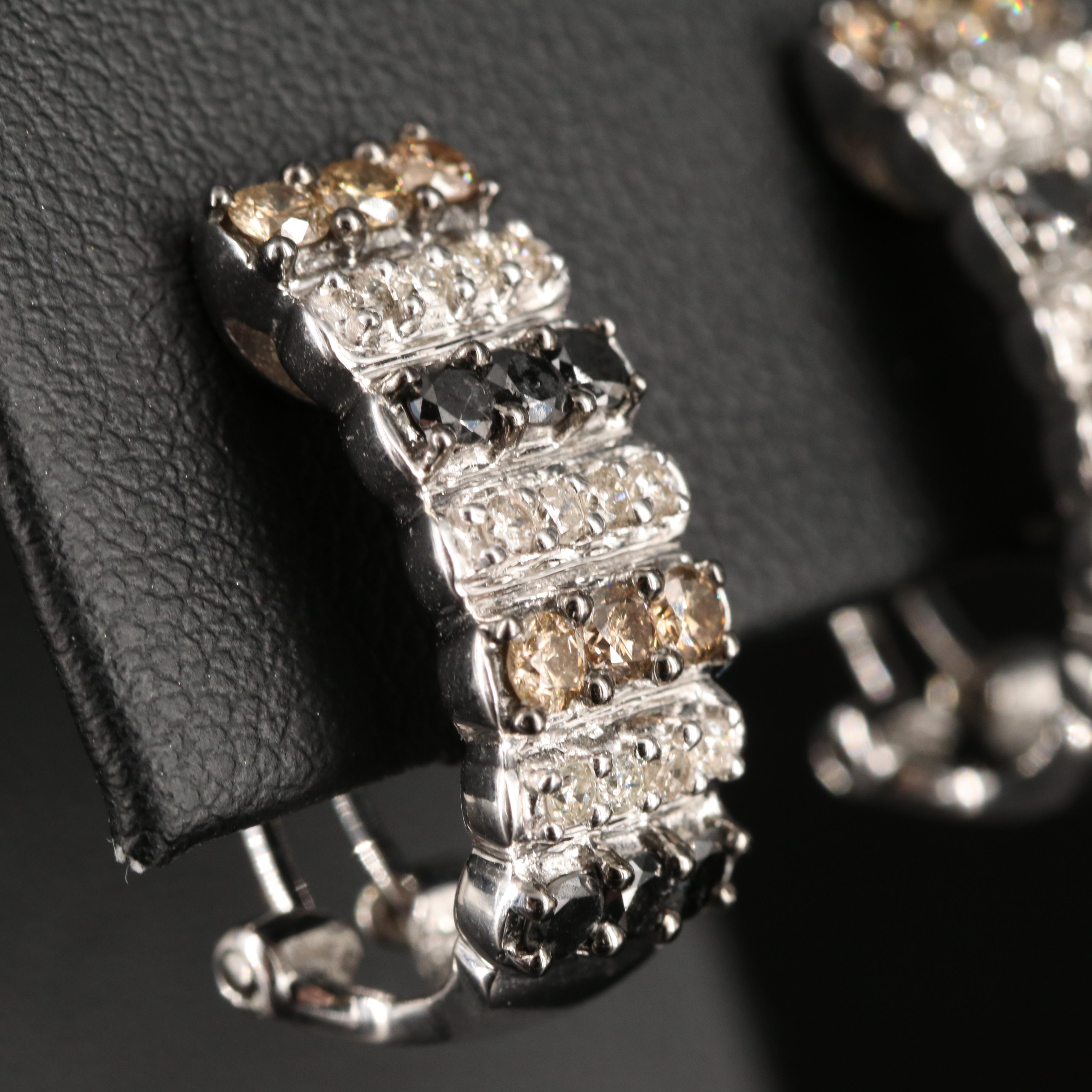 14K 1.45 CTW Diamond J Hoop Earrings