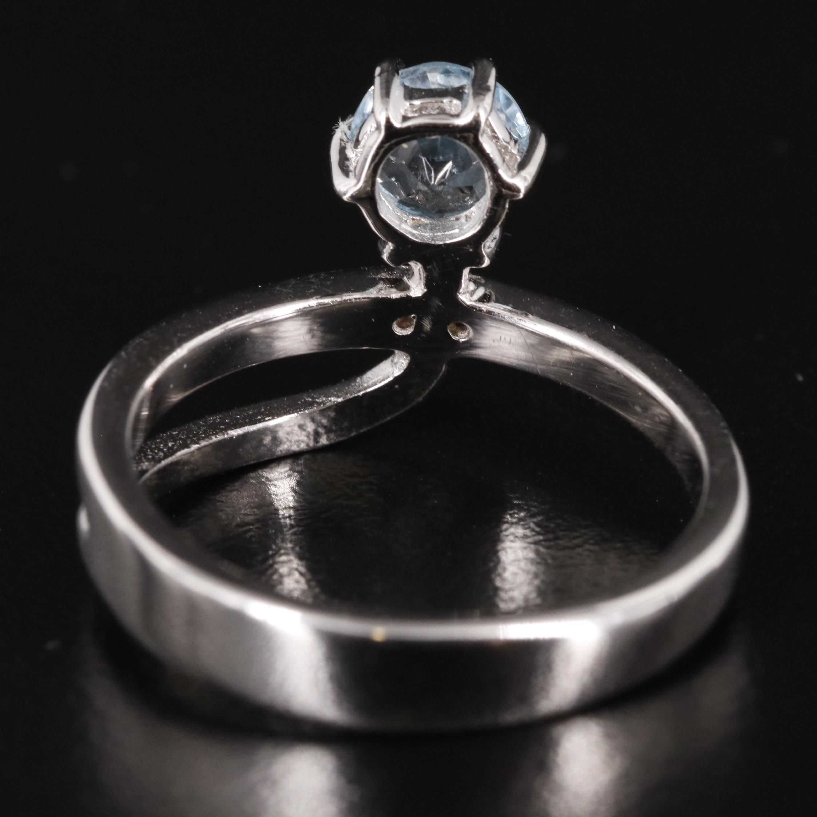 Sterling Blue Topaz and Diamond Ring