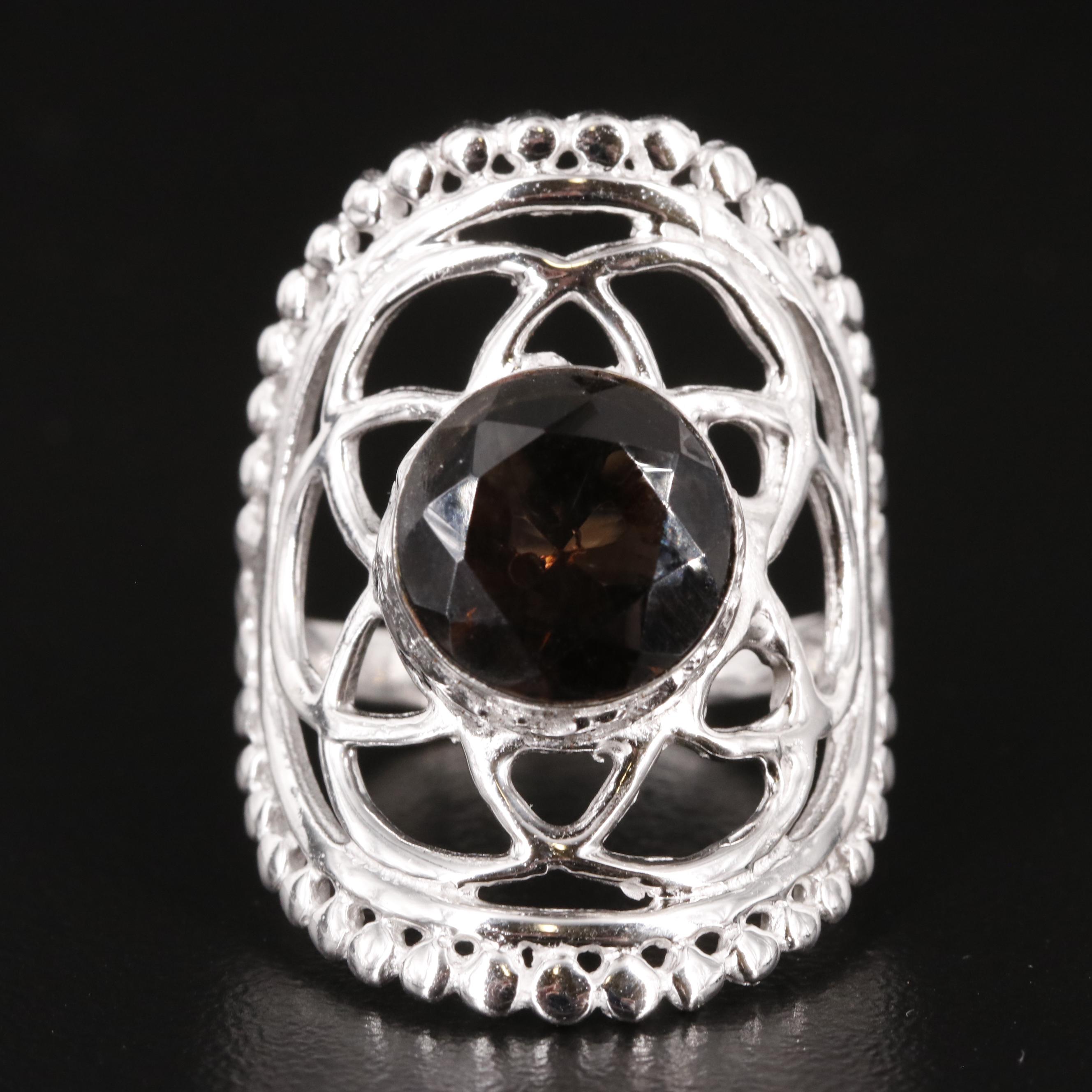Sterling Smoky Quartz Statement Ring