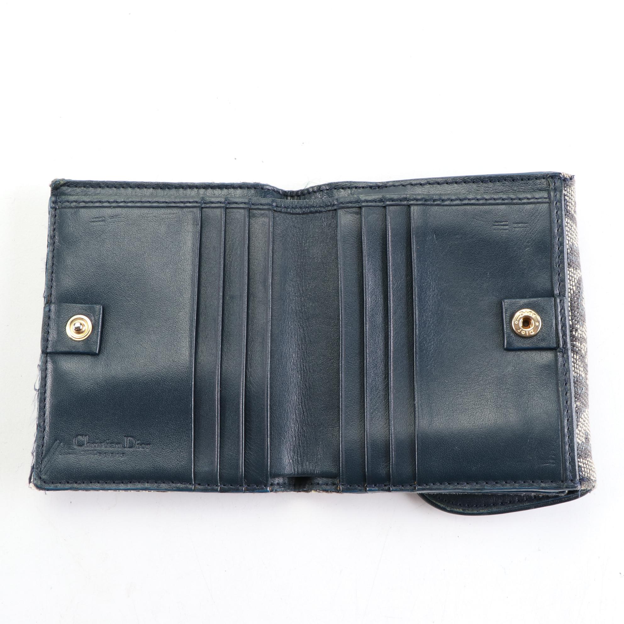 Christian Dior Compact Saddle Wallet in Dior Oblique Jacquard and Leather