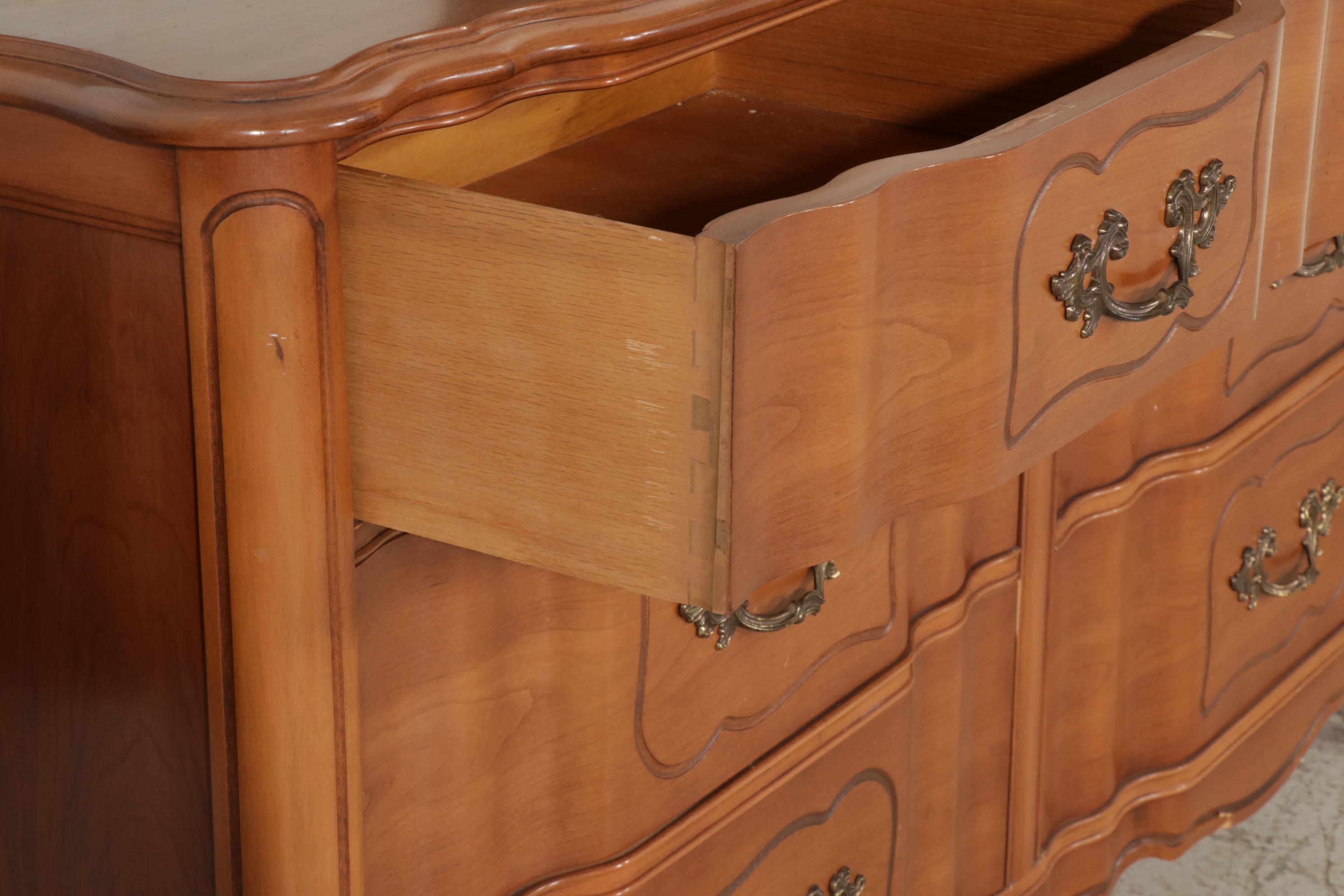 Louis XV Style Cherry Five-Piece Bedroom Suite, Late 20th Century