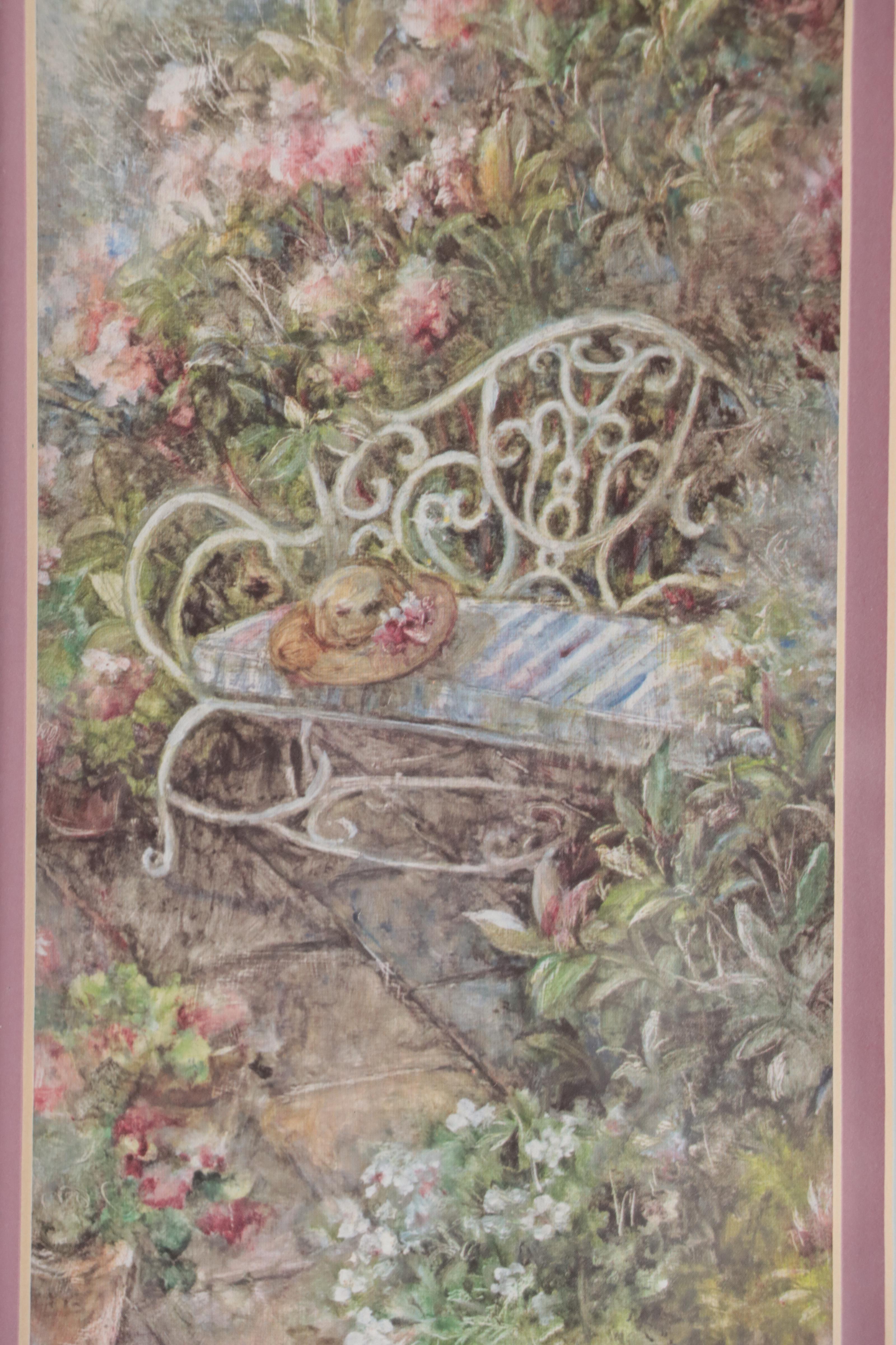 Offset Lithographs of Garden Scenes After Lena Lui, Late 20th Century