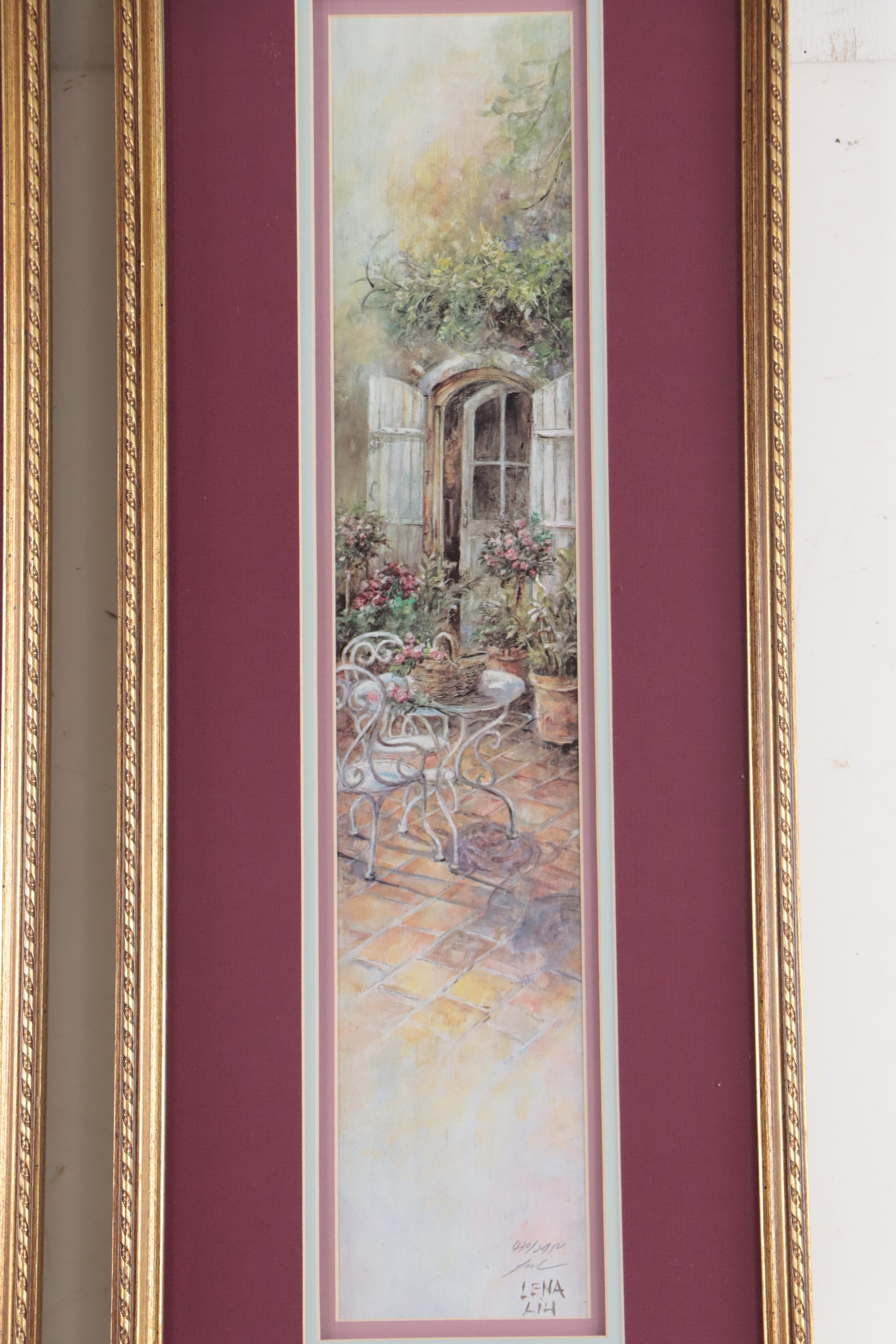 Offset Lithographs of Garden Scenes After Lena Lui, Late 20th Century