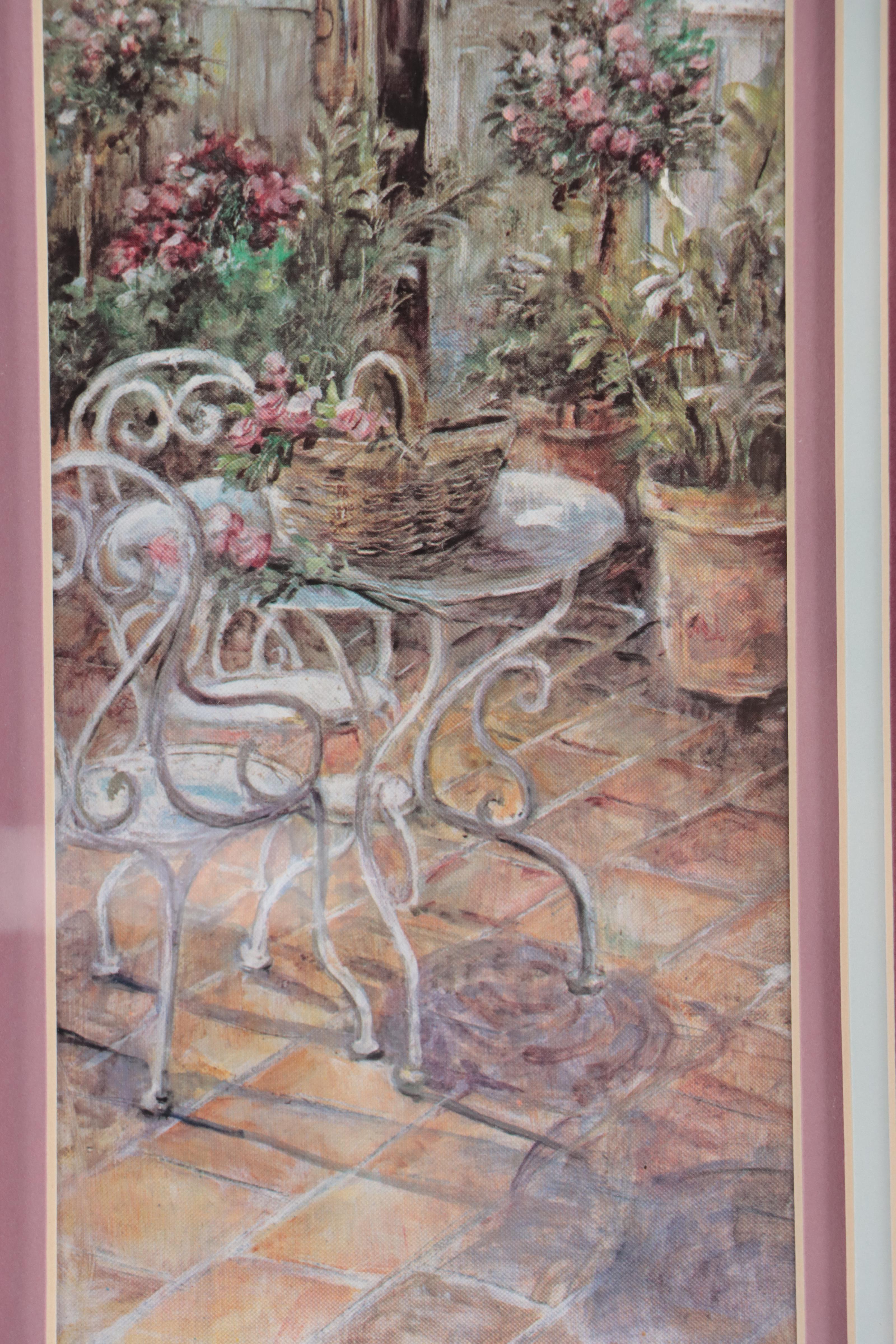 Offset Lithographs of Garden Scenes After Lena Lui, Late 20th Century