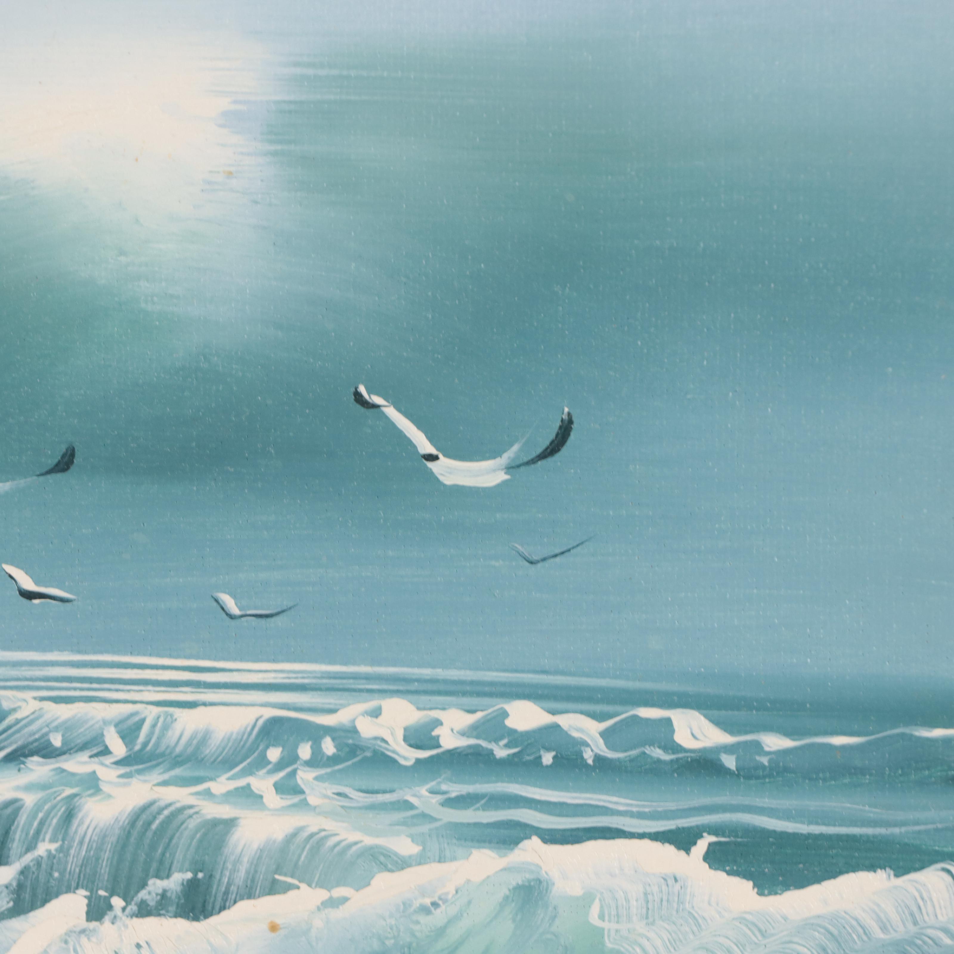 Oil Painting of a Seascape, Late 20th Century