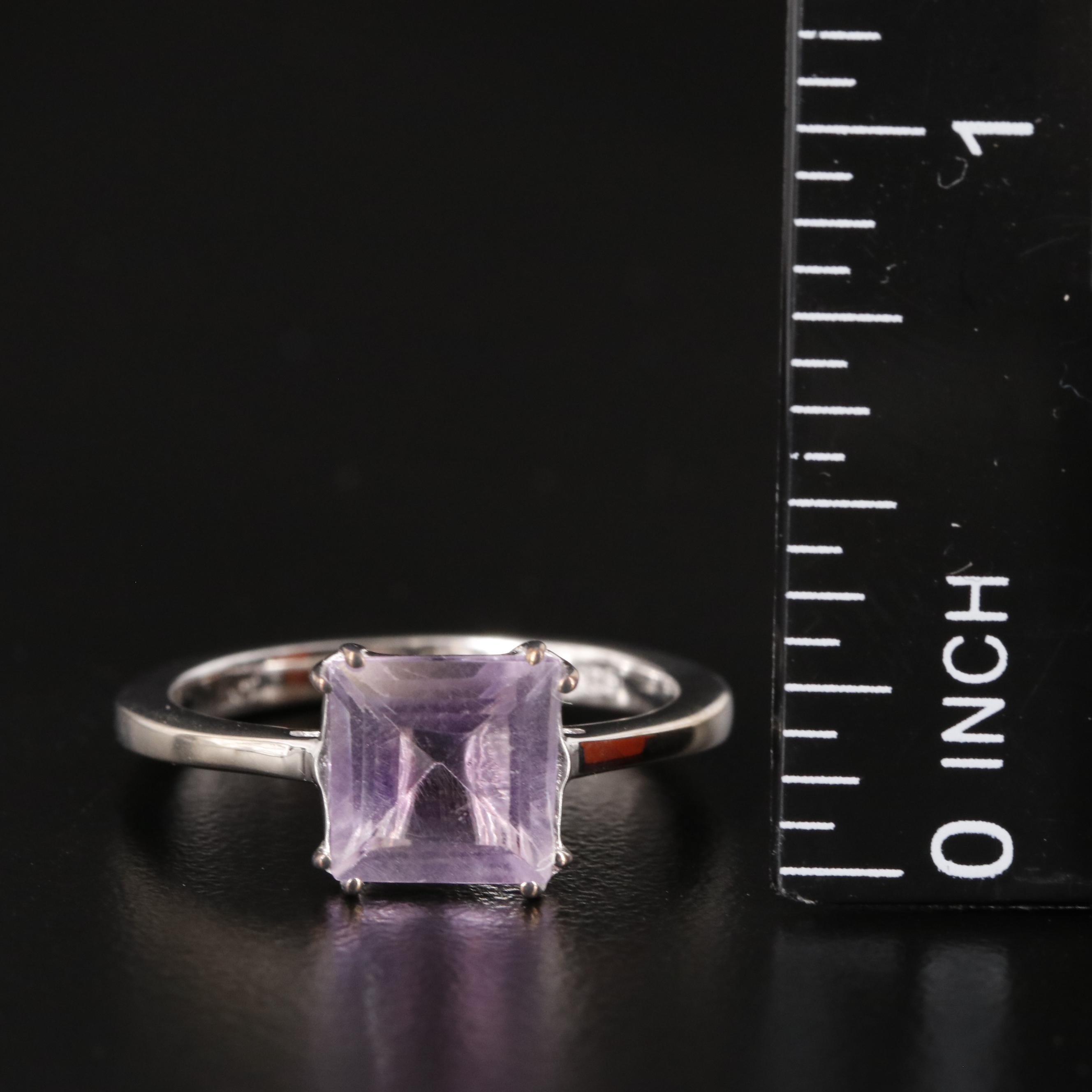 Sterling Square Amethyst Ring