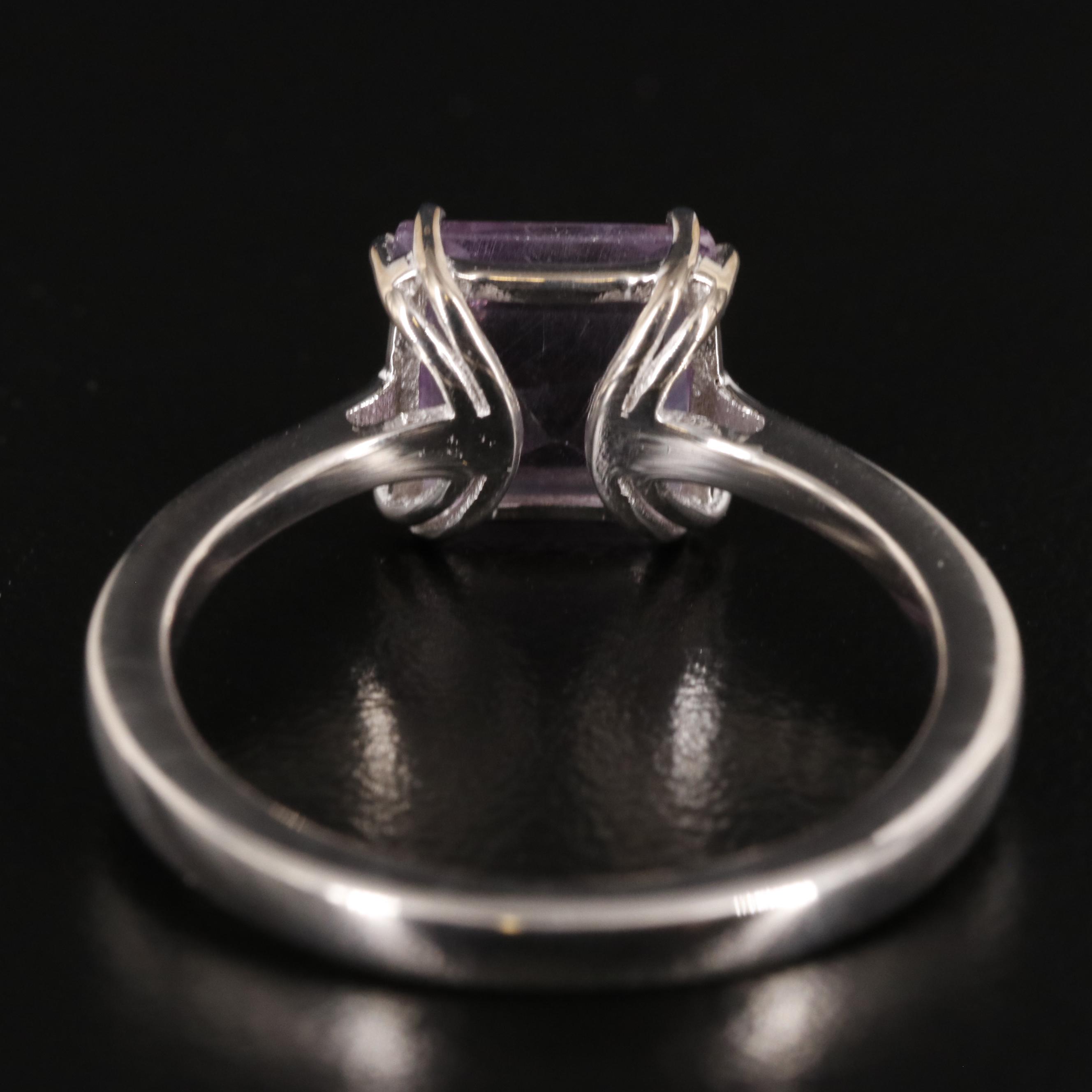 Sterling Square Amethyst Ring