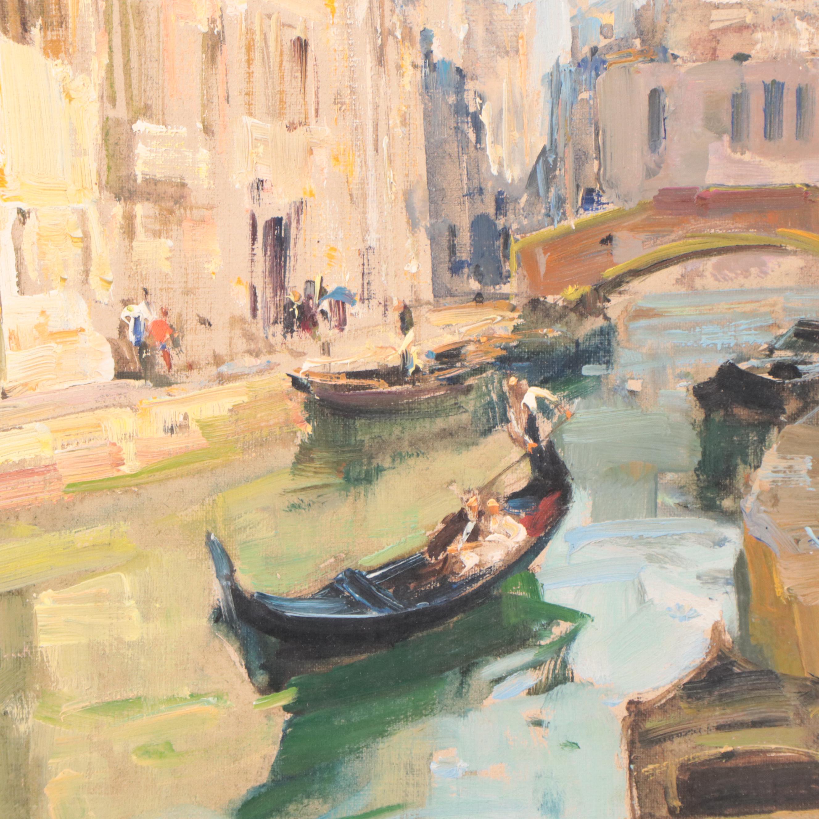 Oil Painting of Venetian Canal Scene