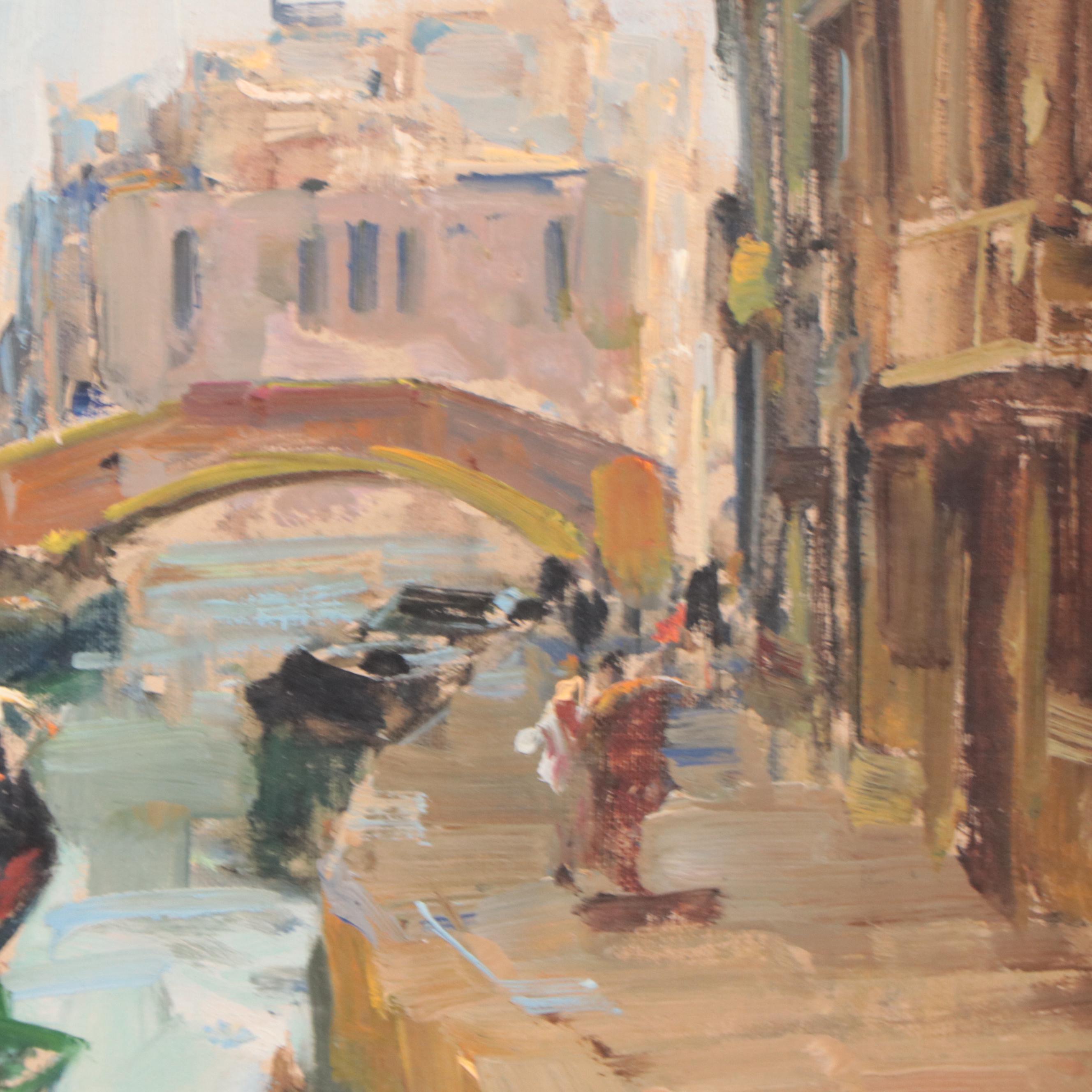 Oil Painting of Venetian Canal Scene