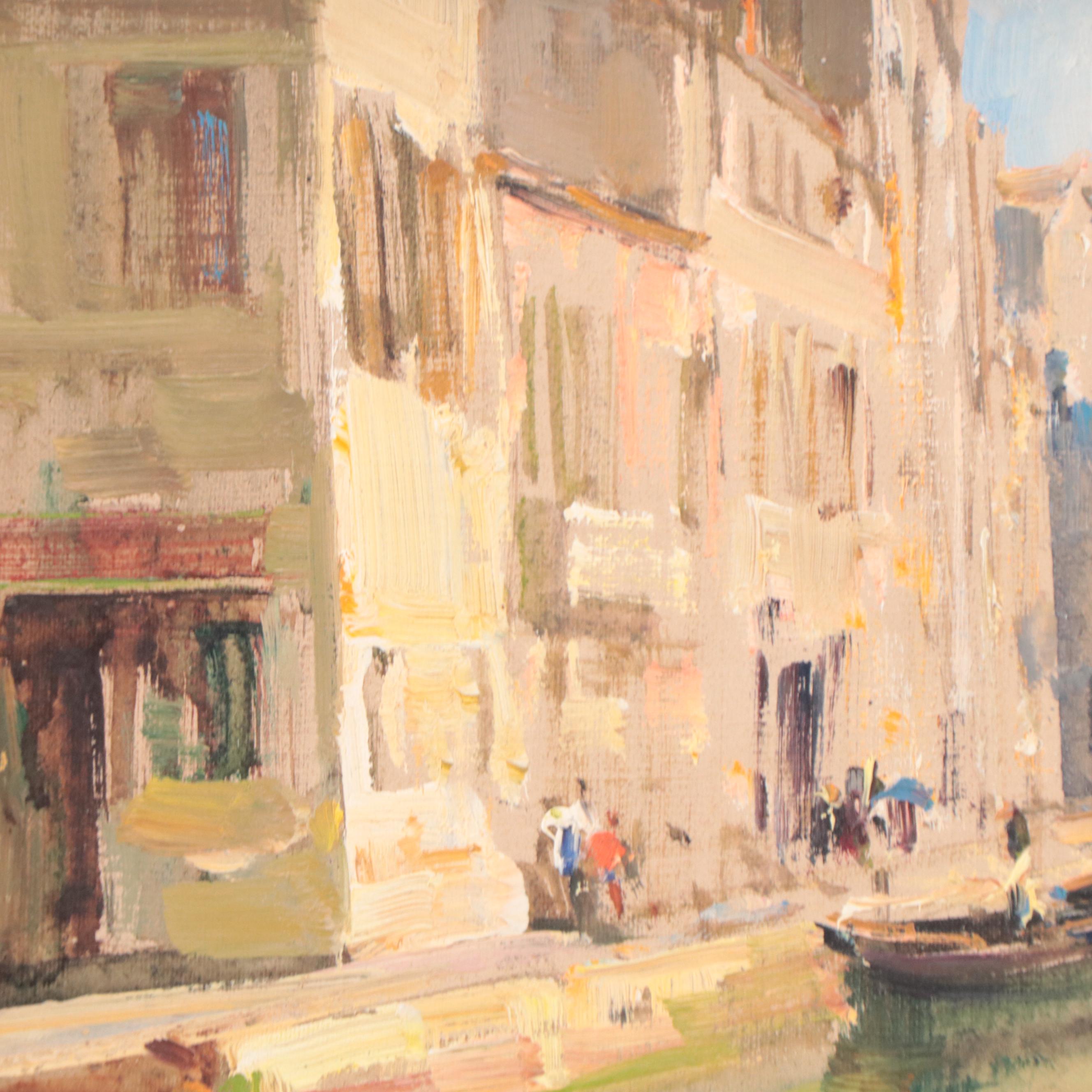 Oil Painting of Venetian Canal Scene