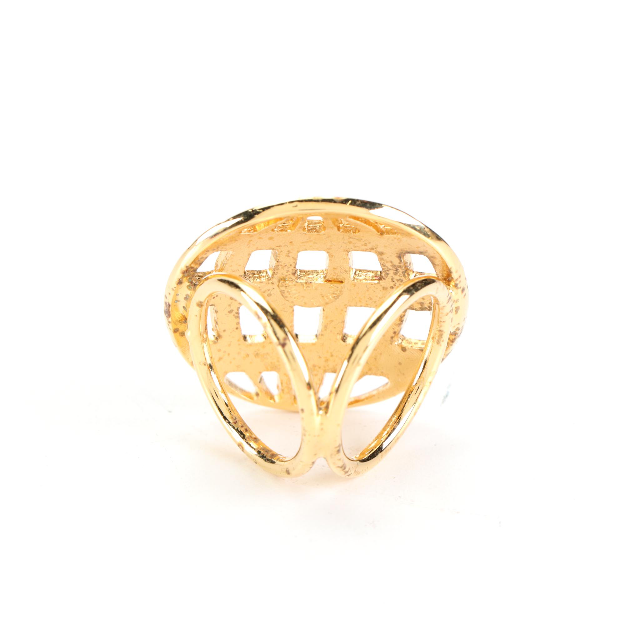 Celine Scarf Ring in Gold Tone Metal with Box