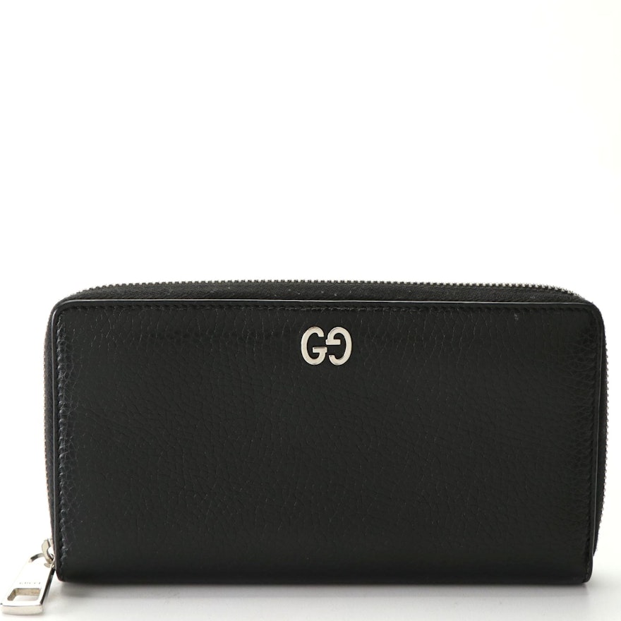 Gucci Zip-Around Wallet in Grain Leather with GG Hardware