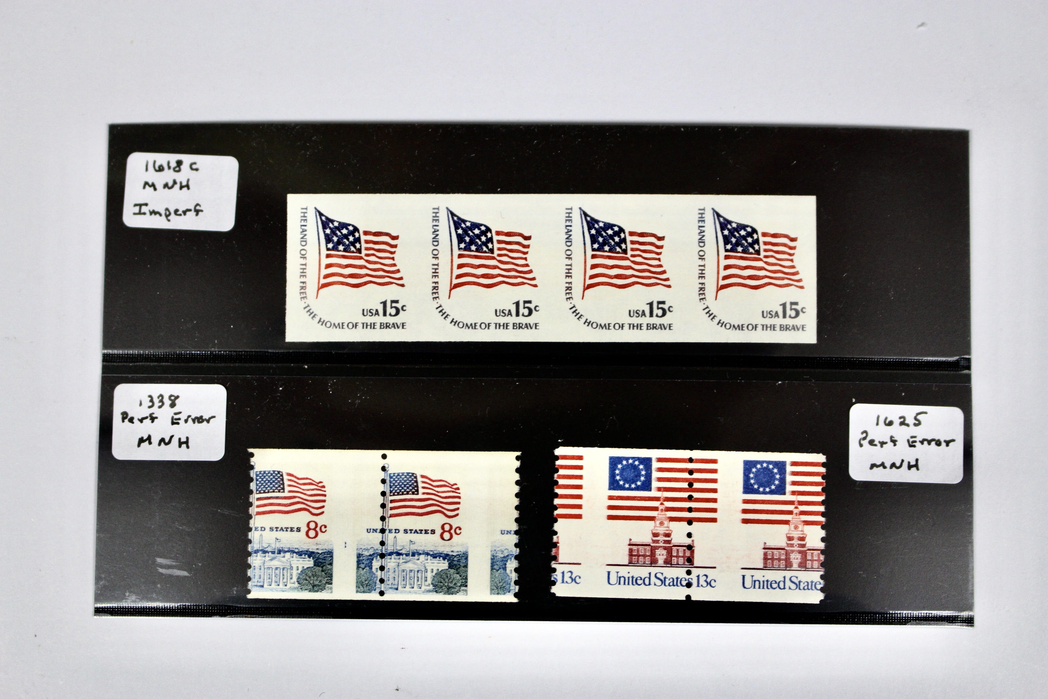 Three Mint Never Hinged Error Postage Stamps