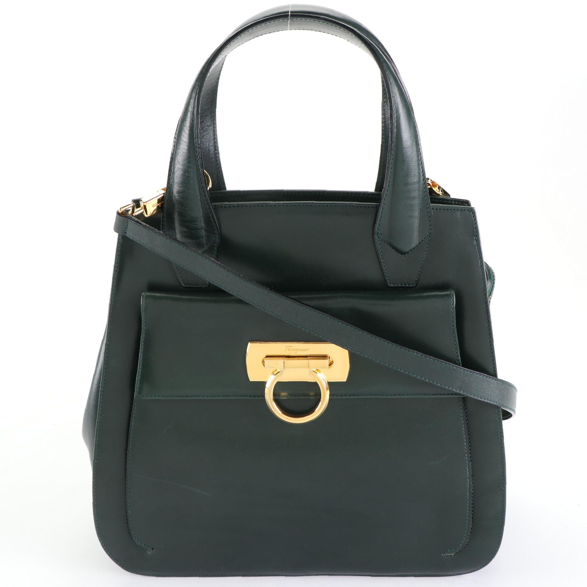 Salvatore Ferragamo Gancini Two-Way Handbag in Leather