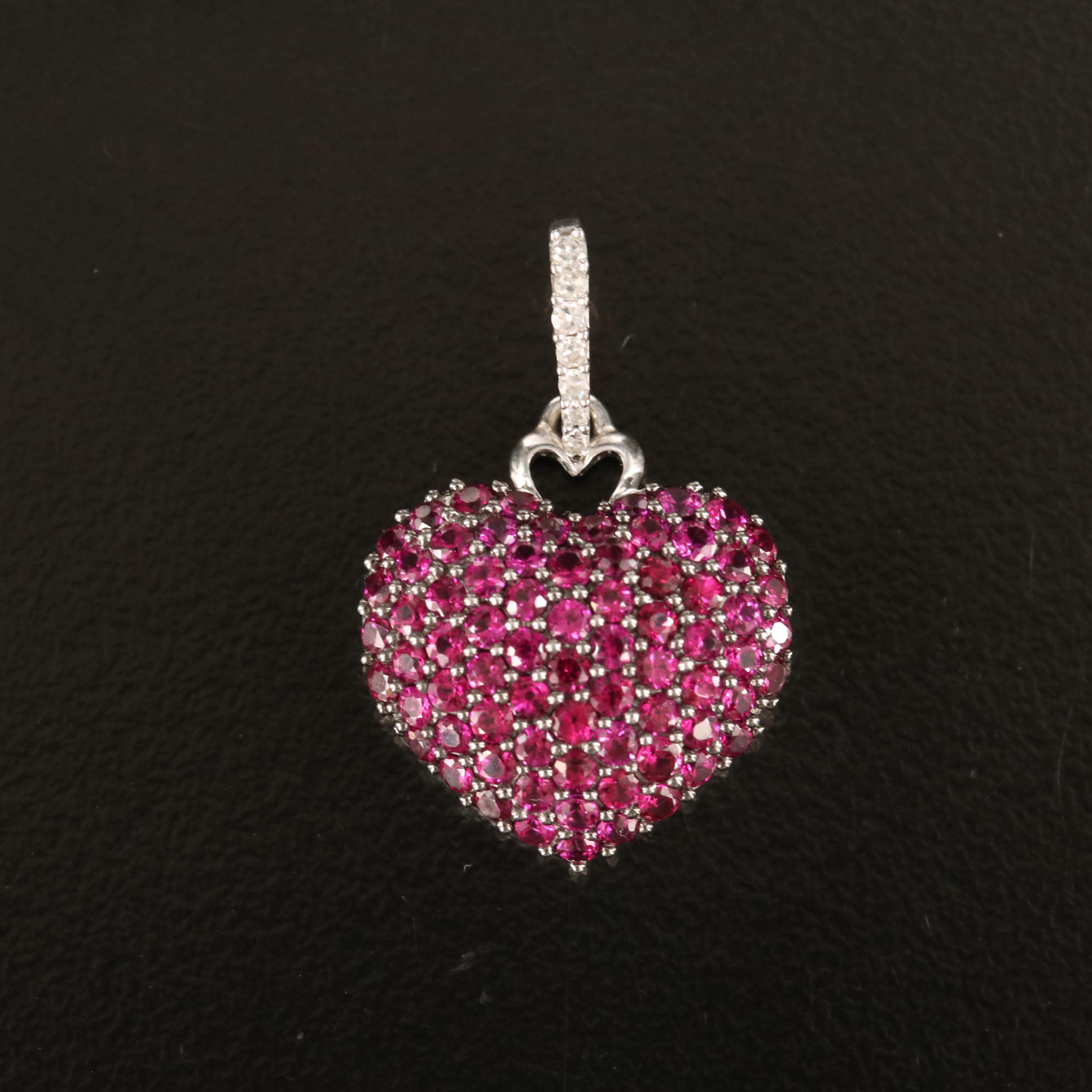 10K Ruby and Diamond Heart Pendant