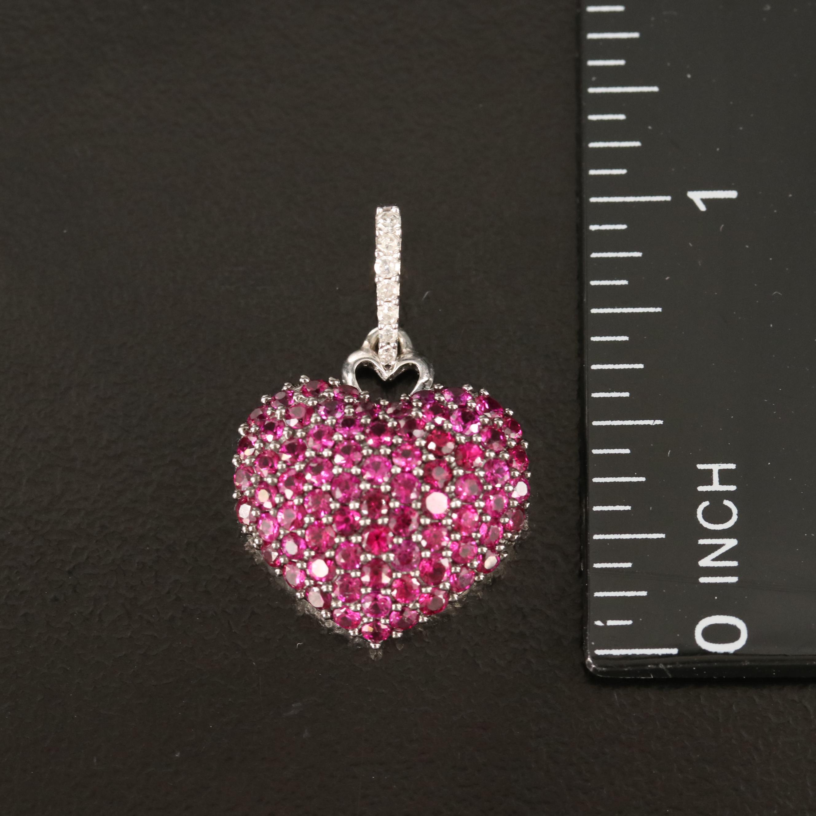 10K Ruby and Diamond Heart Pendant