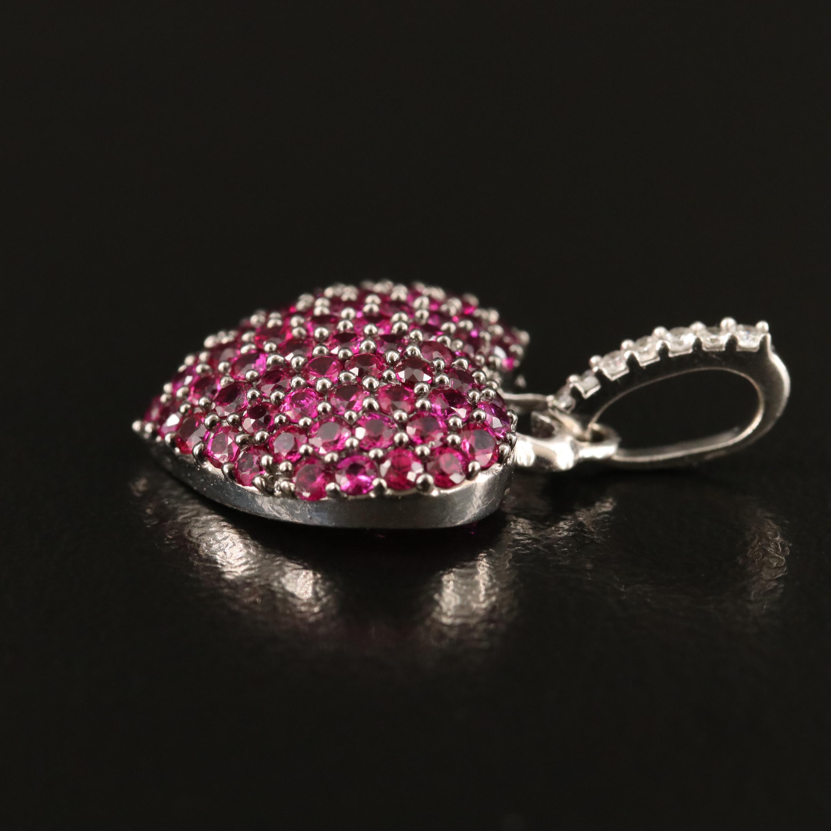 10K Ruby and Diamond Heart Pendant