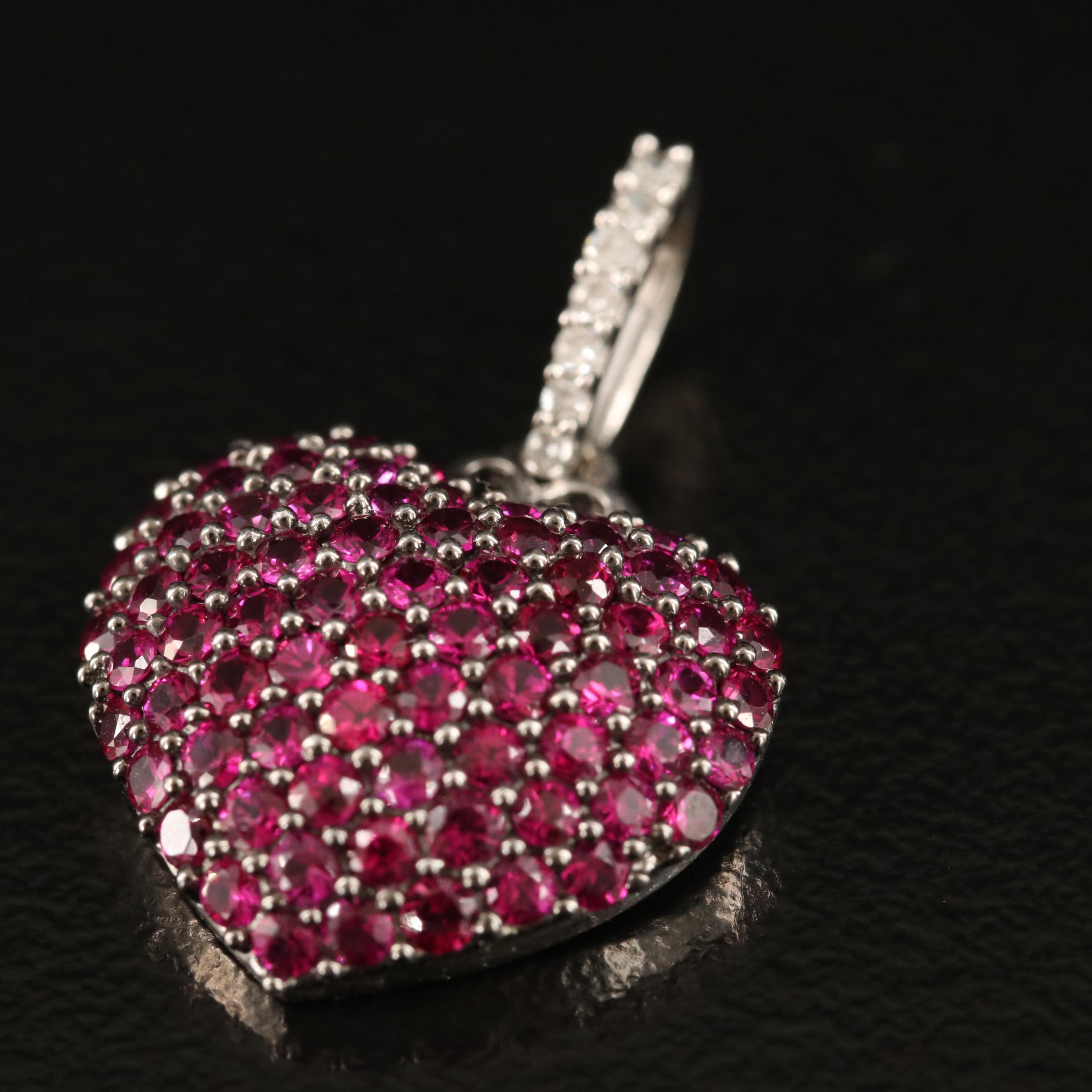 10K Ruby and Diamond Heart Pendant