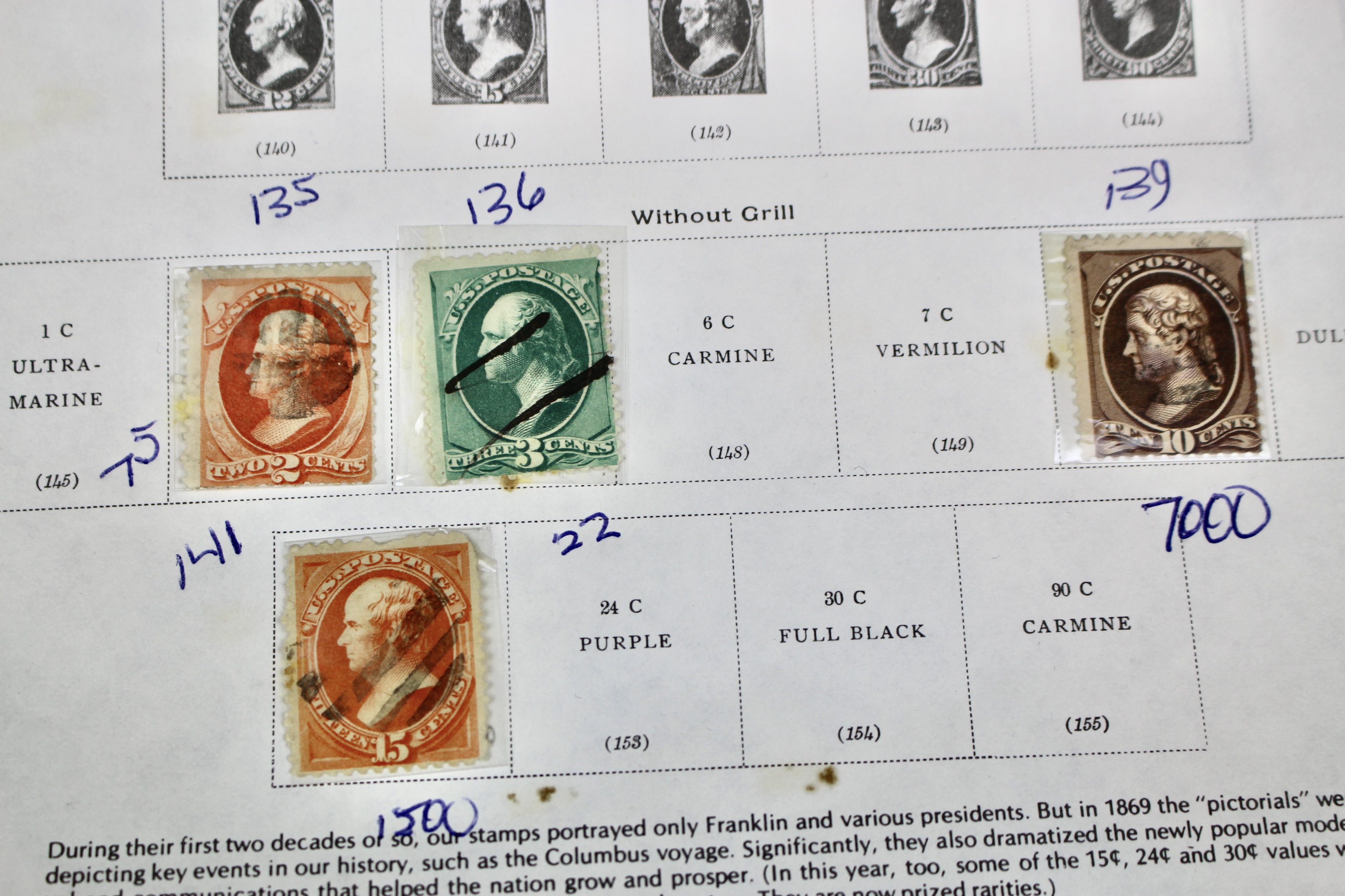 Early U.S. Postage Stamp Collection, 1869 to 1922