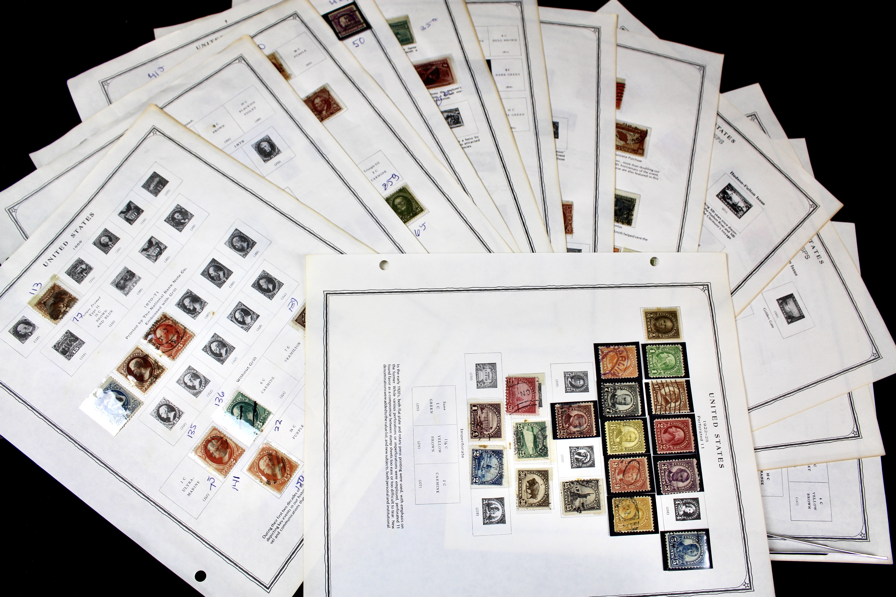 Early U.S. Postage Stamp Collection, 1869 to 1922