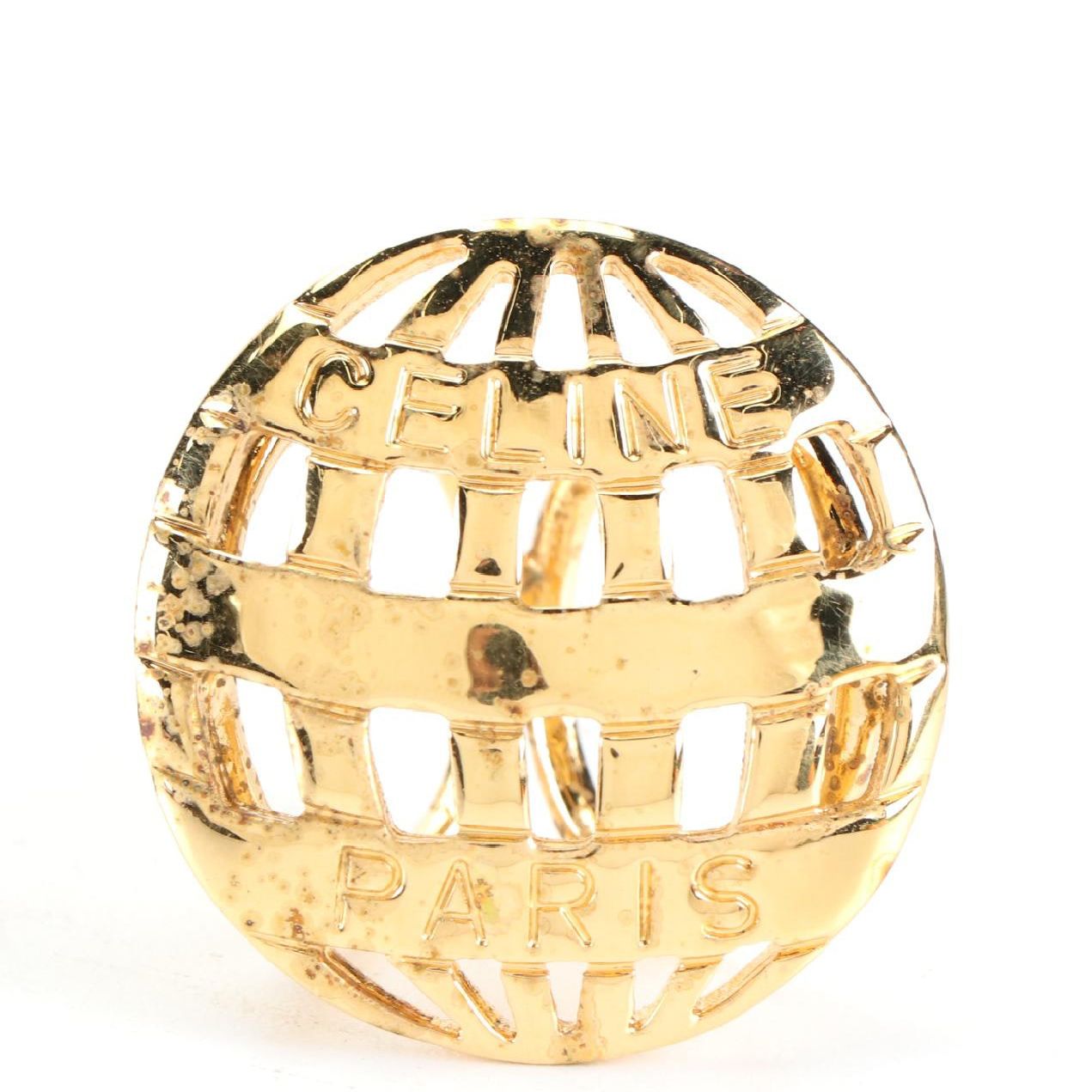 Celine Scarf Ring in Gold Tone Metal with Box