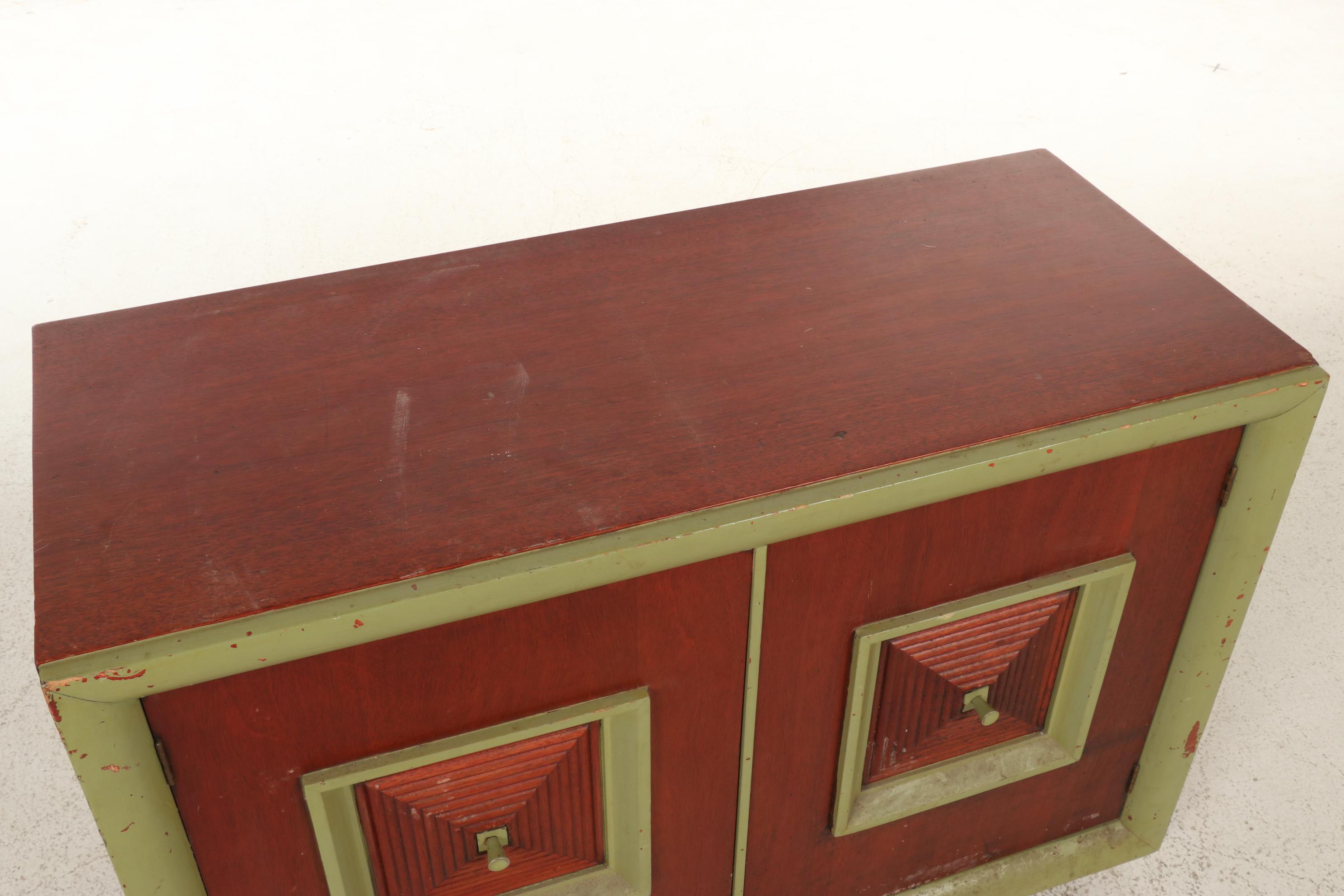 Art Deco Style Paint-Decorated Mahogany Cabinet, 20th Century