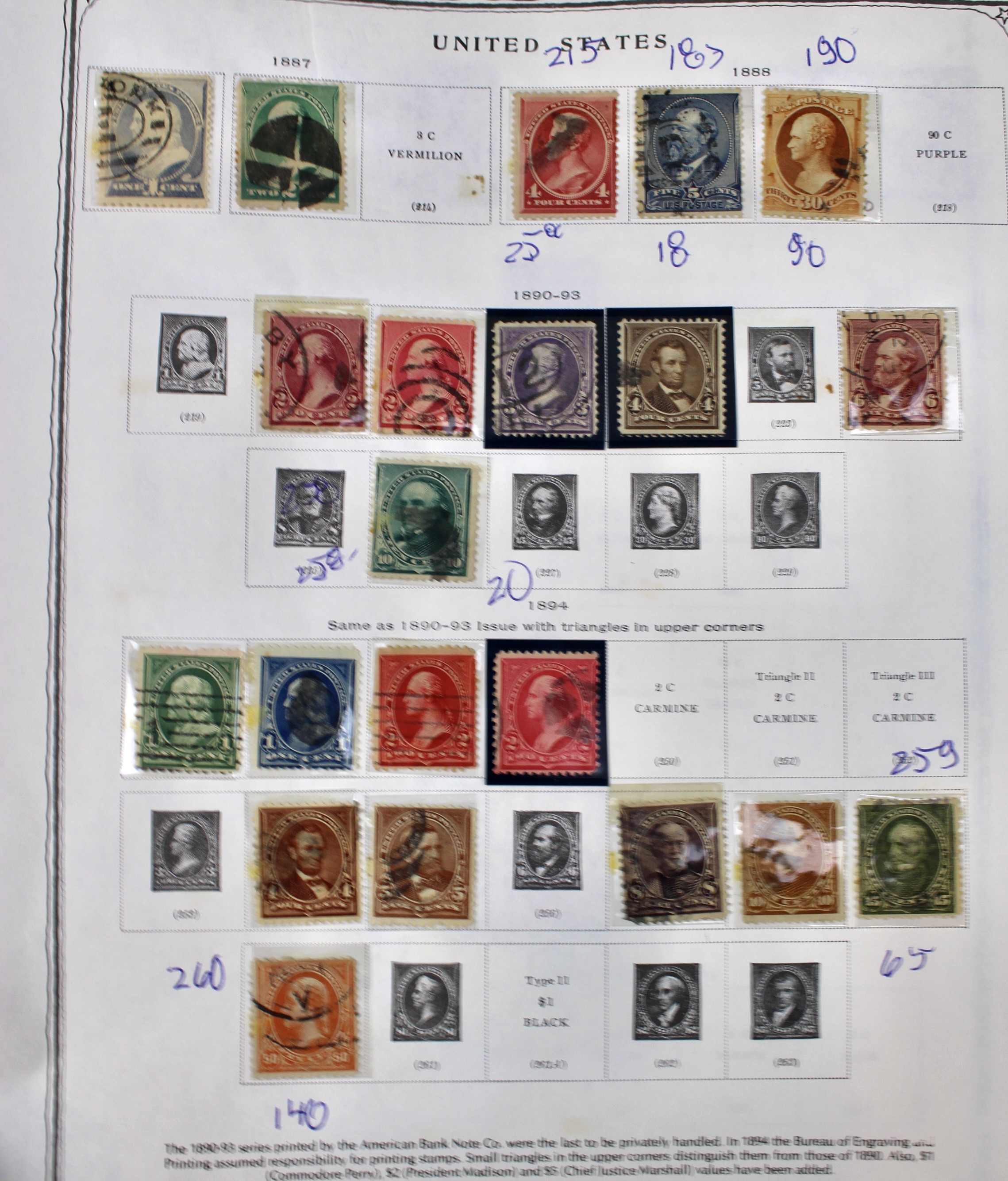Early U.S. Postage Stamp Collection, 1869 to 1922