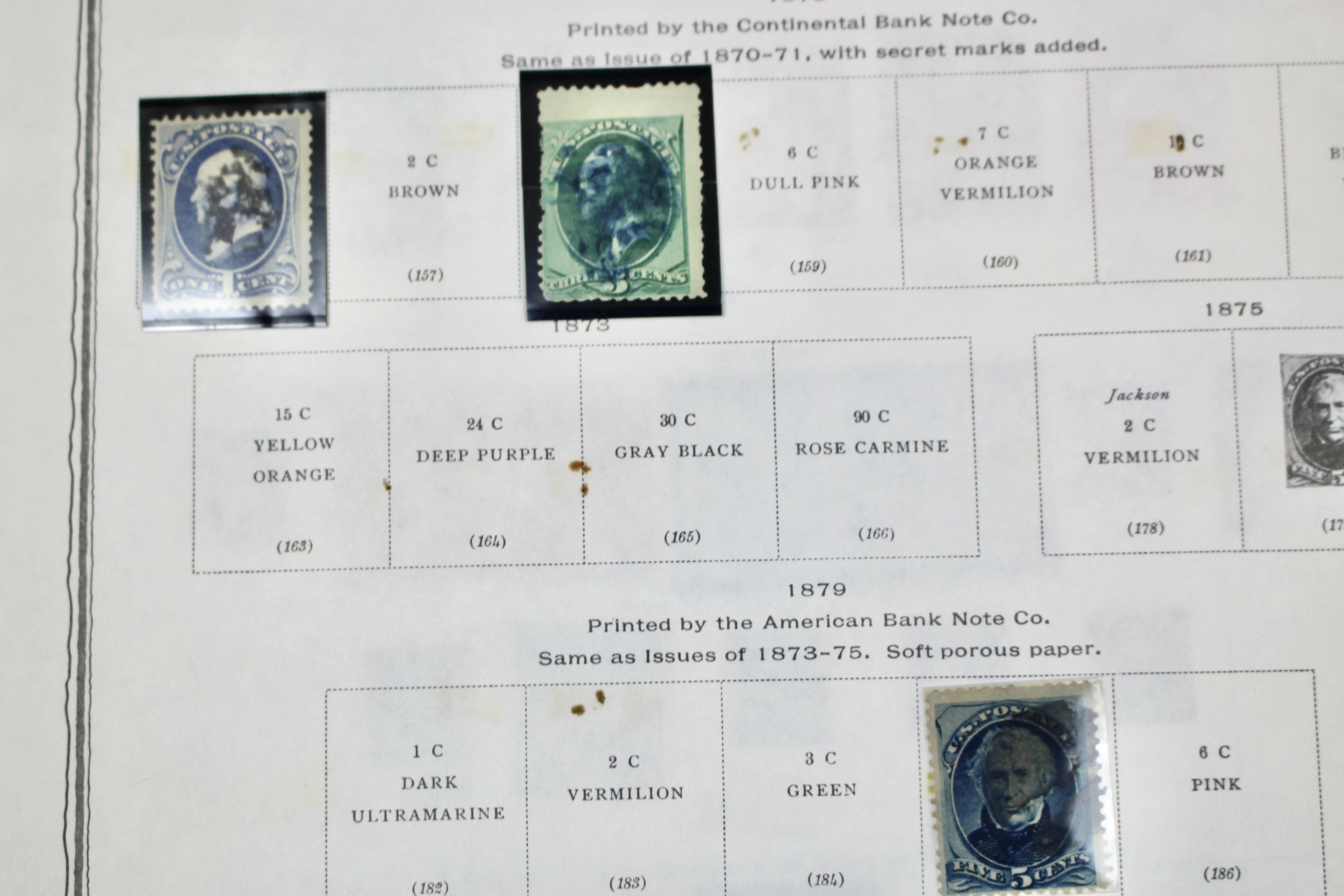 Early U.S. Postage Stamp Collection, 1869 to 1922