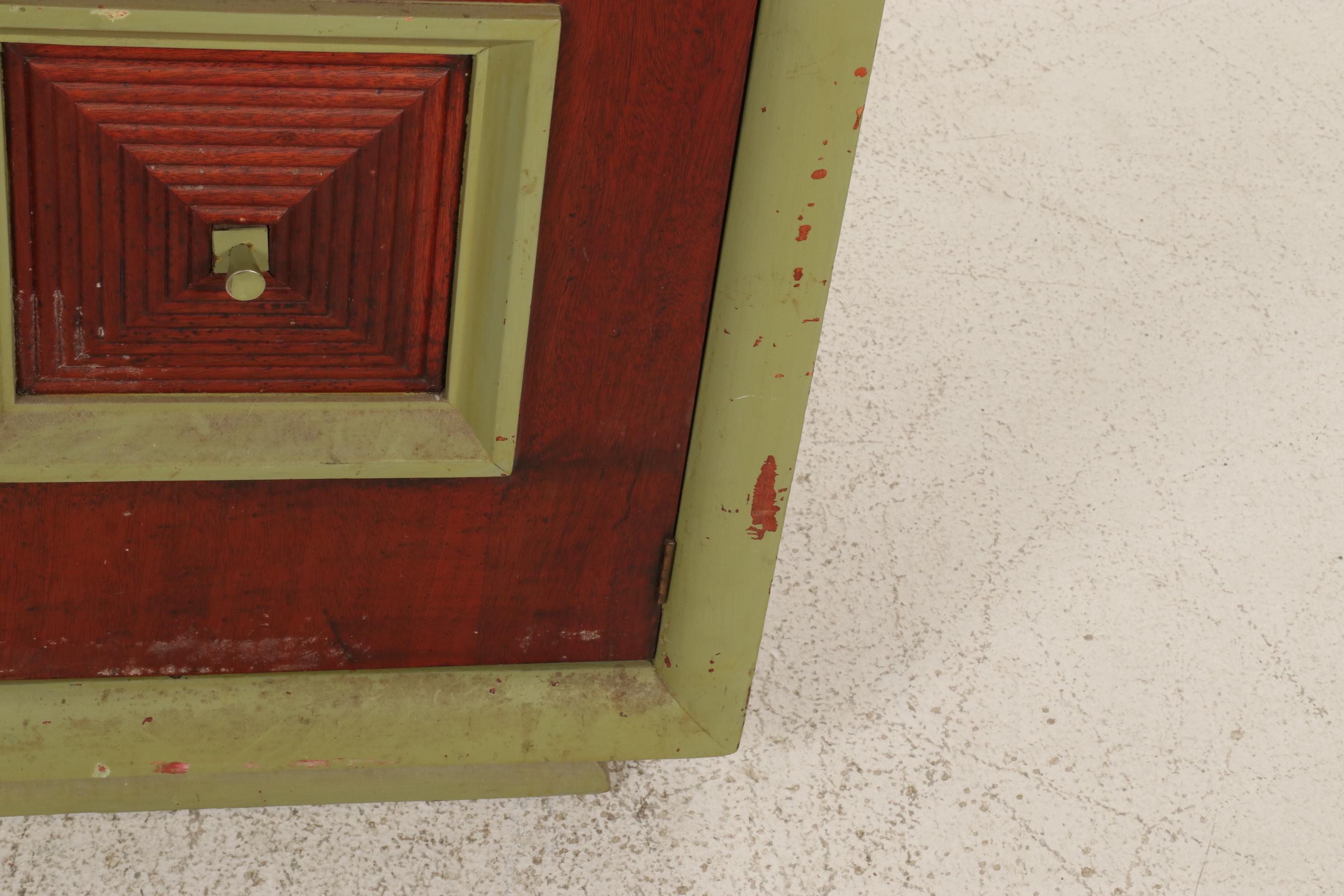 Art Deco Style Paint-Decorated Mahogany Cabinet, 20th Century