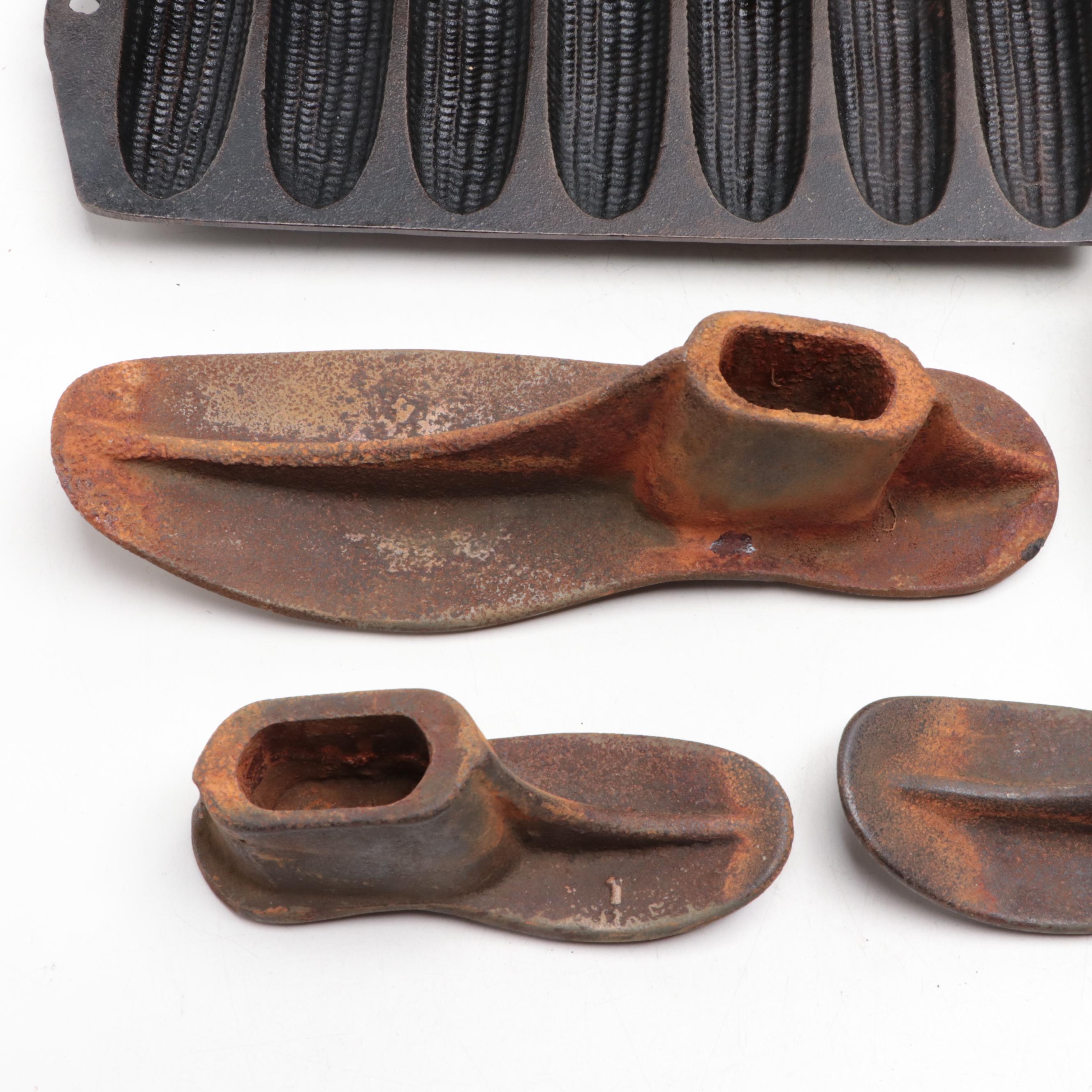 Griswold Cast Iron Frying Pans with Other Cookware, Sad Irons and Shoe Mold