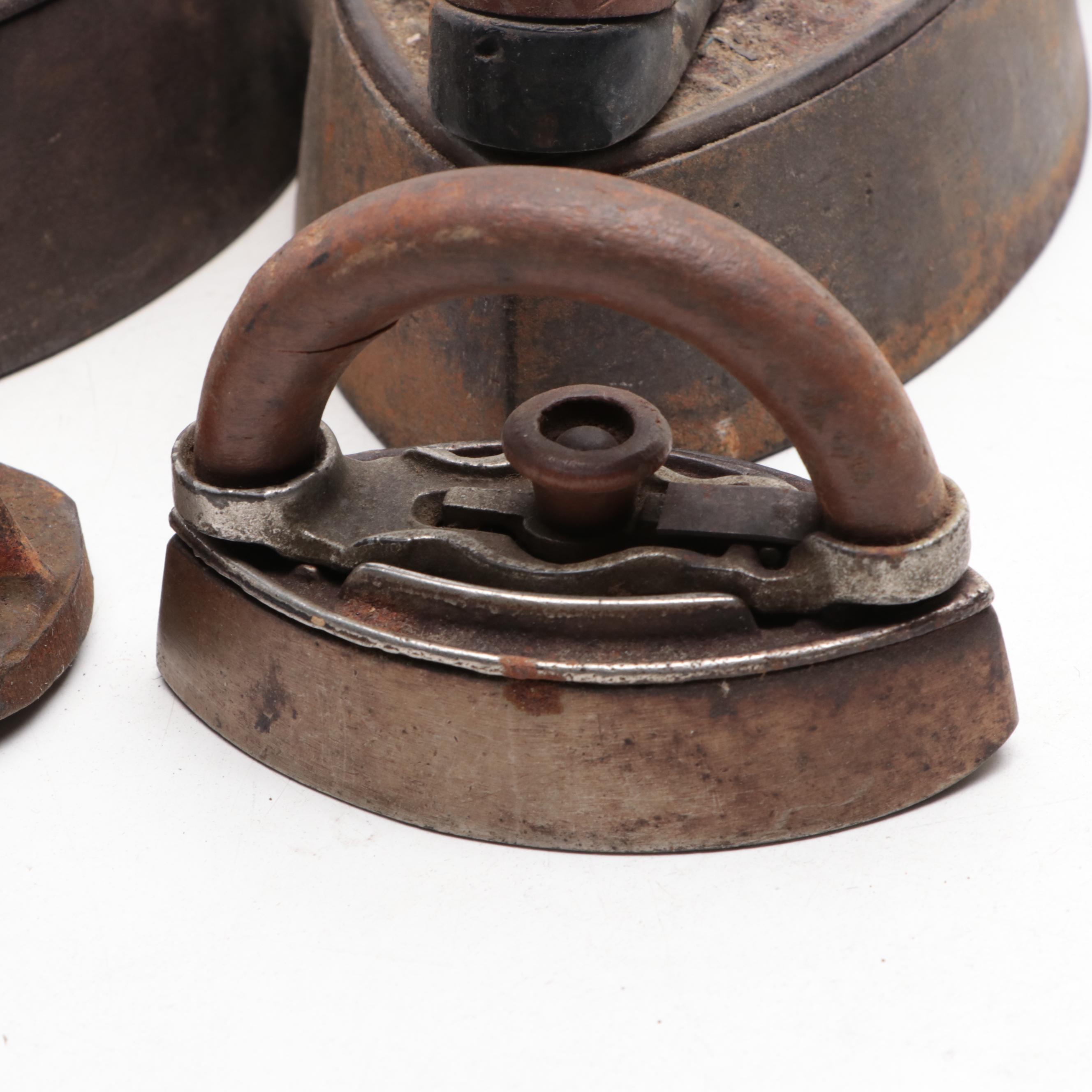 Griswold Cast Iron Frying Pans with Other Cookware, Sad Irons and Shoe Mold