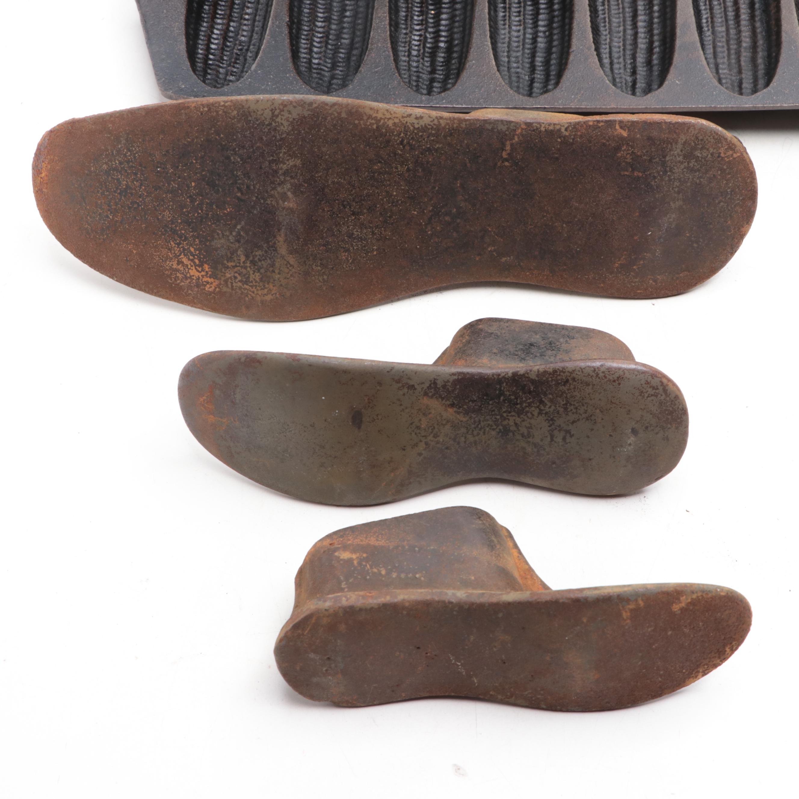 Griswold Cast Iron Frying Pans with Other Cookware, Sad Irons and Shoe Mold