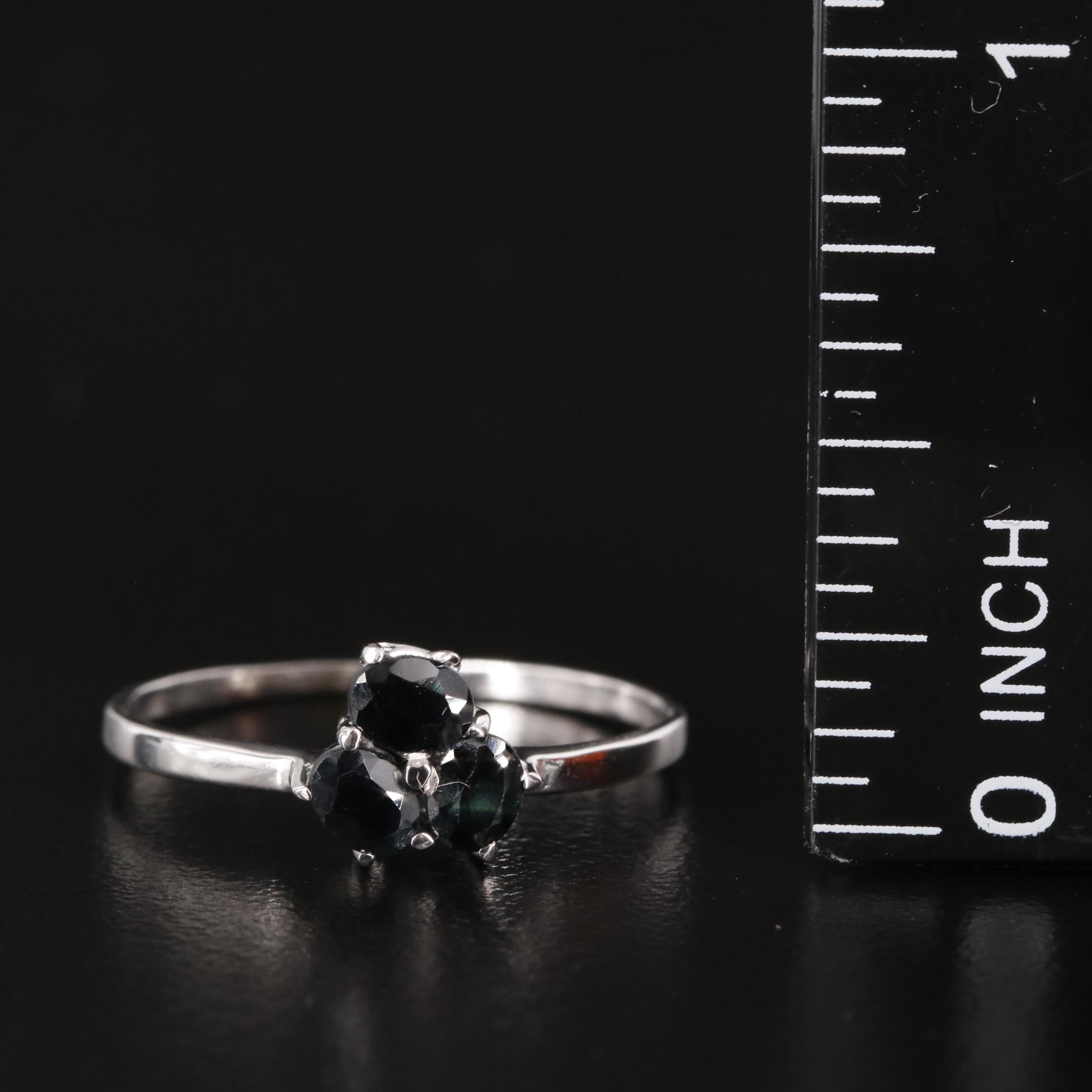 Sterling Sapphire Cluster Ring