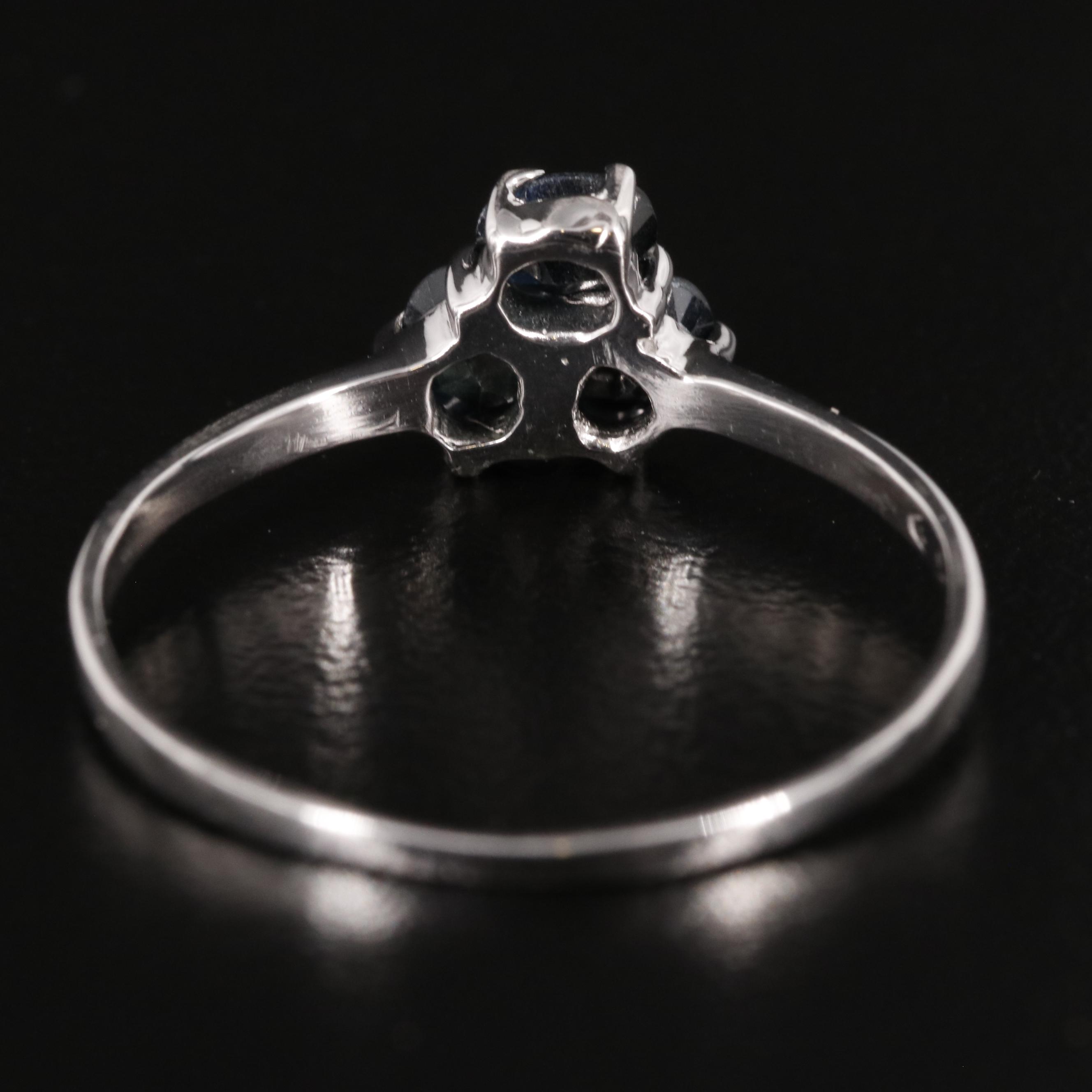 Sterling Sapphire Cluster Ring