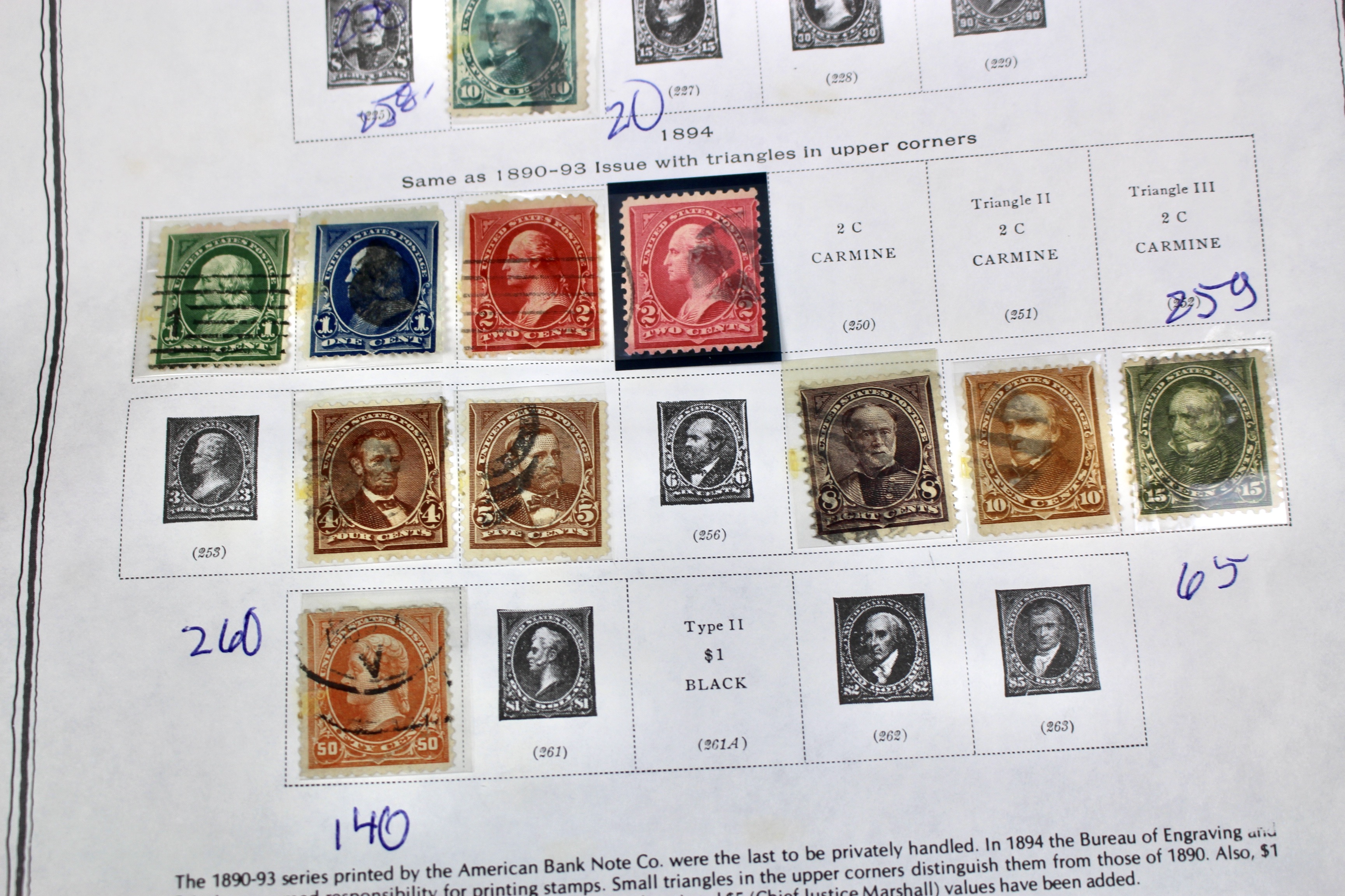 Early U.S. Postage Stamp Collection, 1869 to 1922