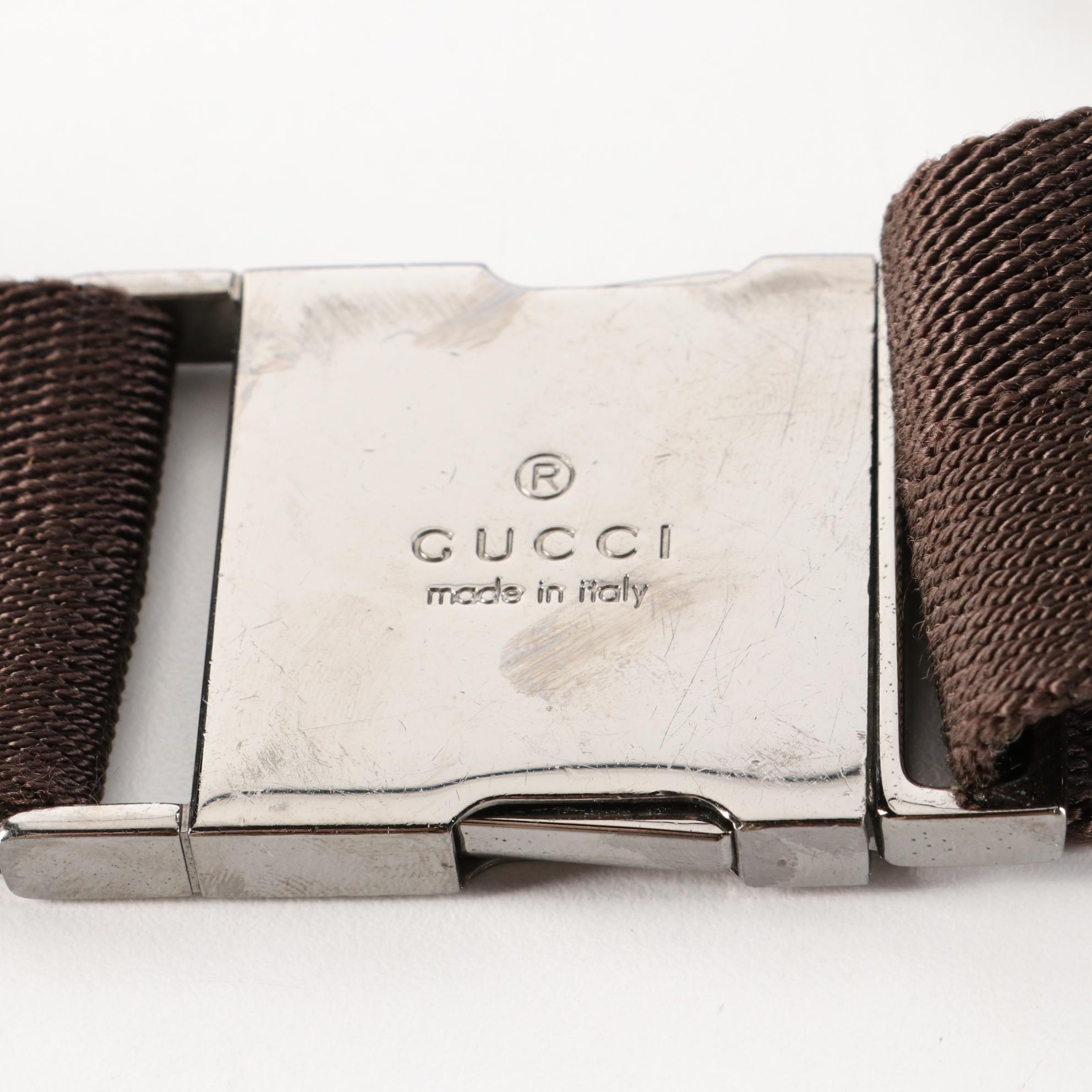 Gucci Belt Bag in GG Canvas and Brown Cinghiale Leather