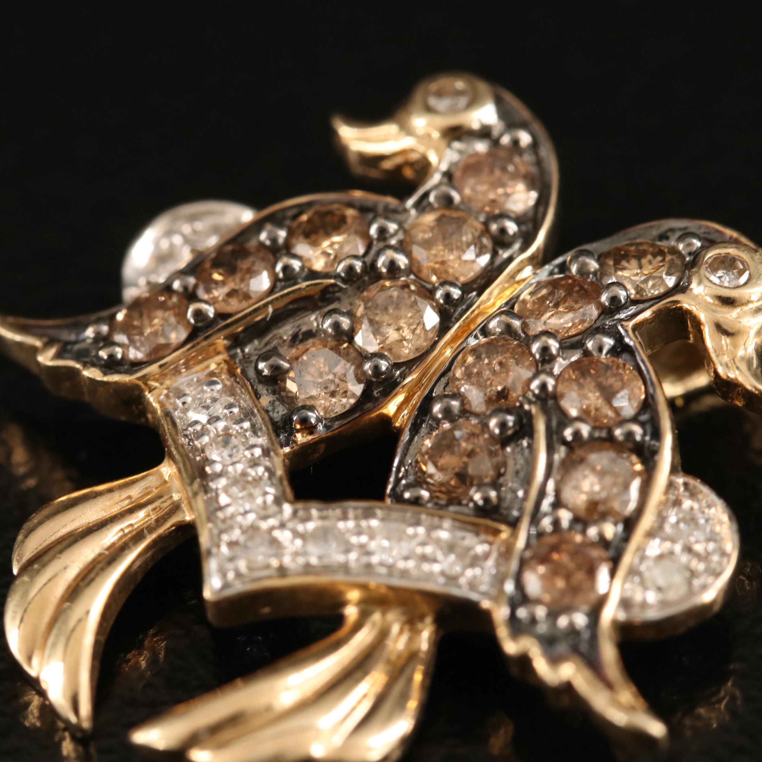 10K 0.79 CTW Diamond Love Birds Pendant