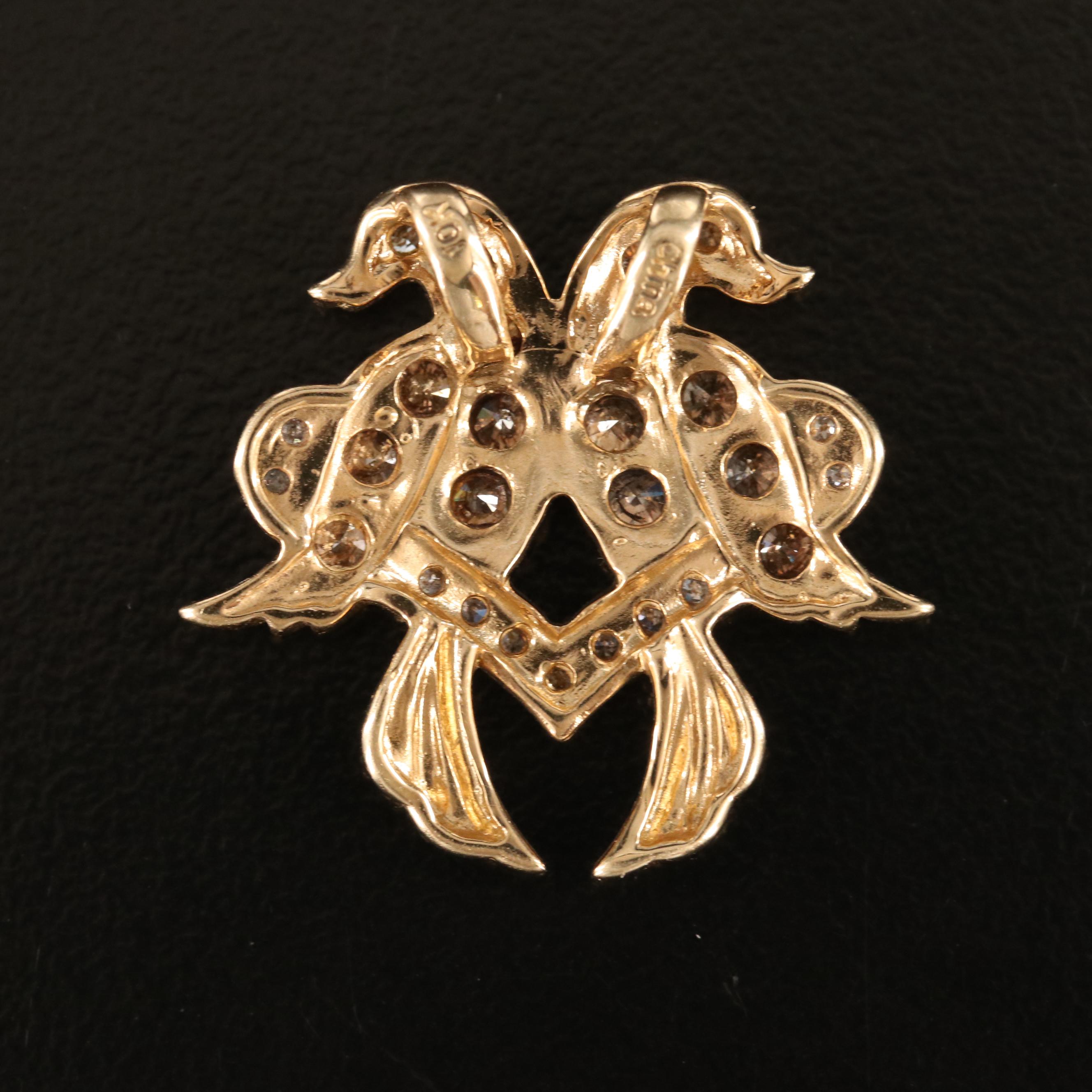 10K 0.79 CTW Diamond Love Birds Pendant