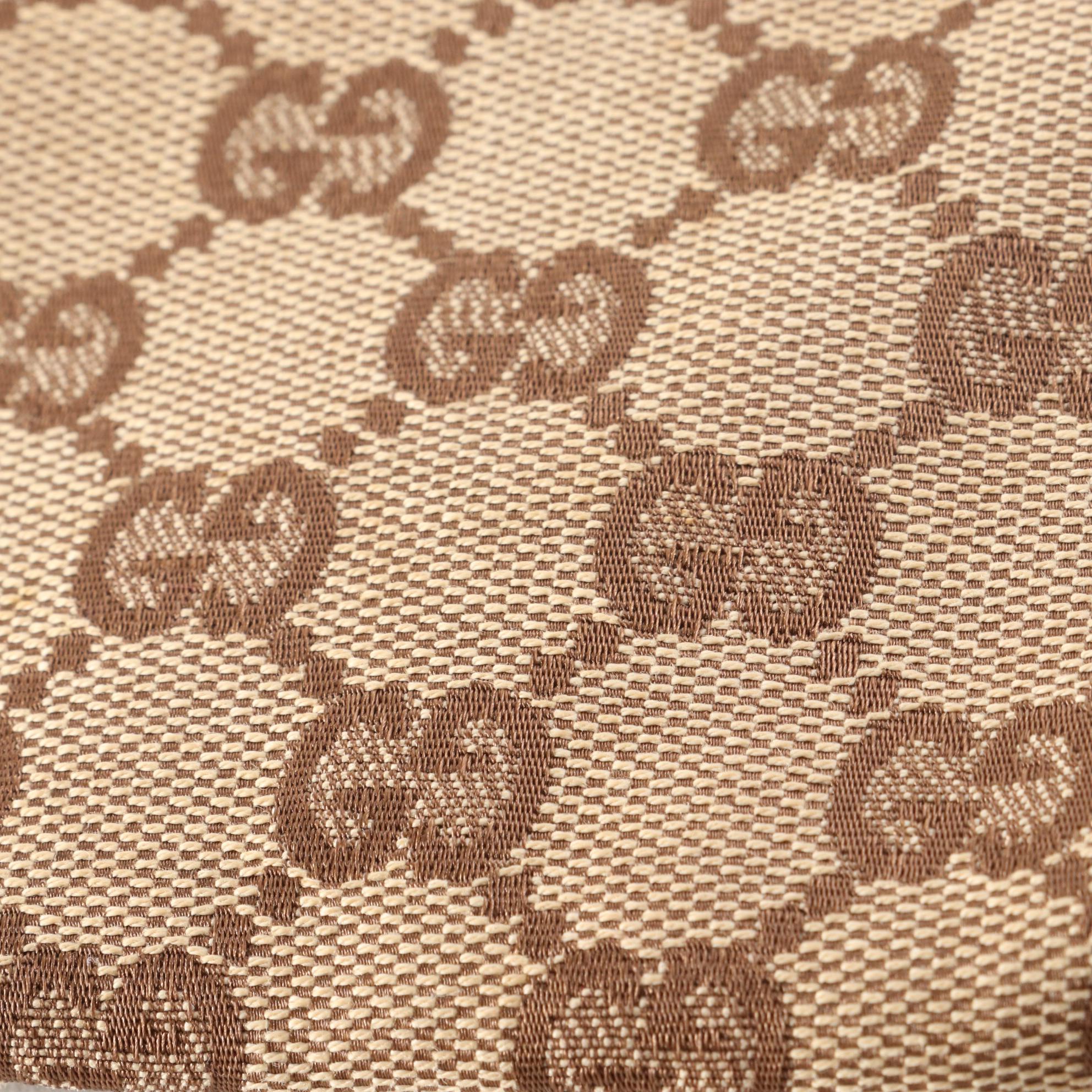 Gucci Belt Bag in GG Canvas and Brown Cinghiale Leather