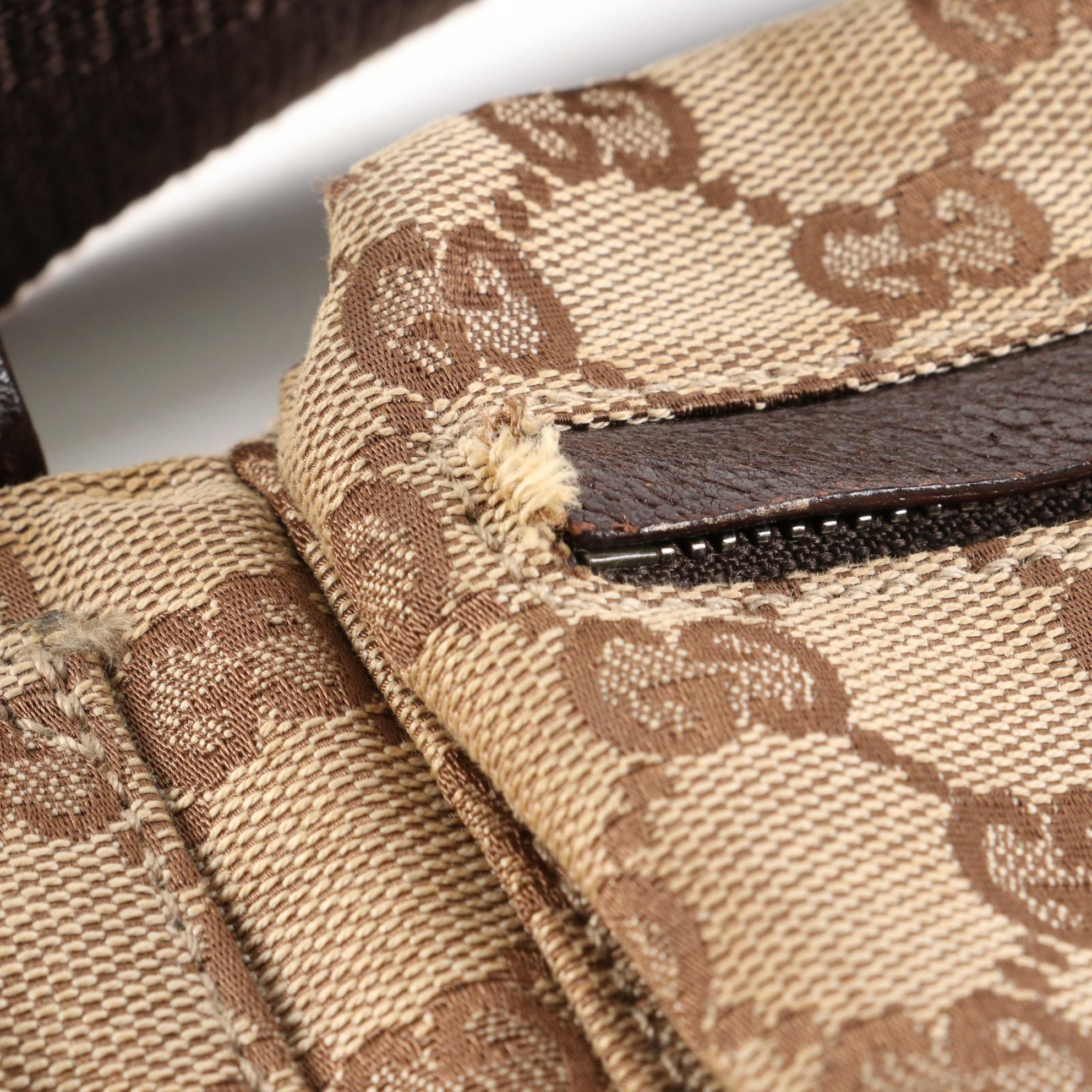 Gucci Belt Bag in GG Canvas and Brown Cinghiale Leather