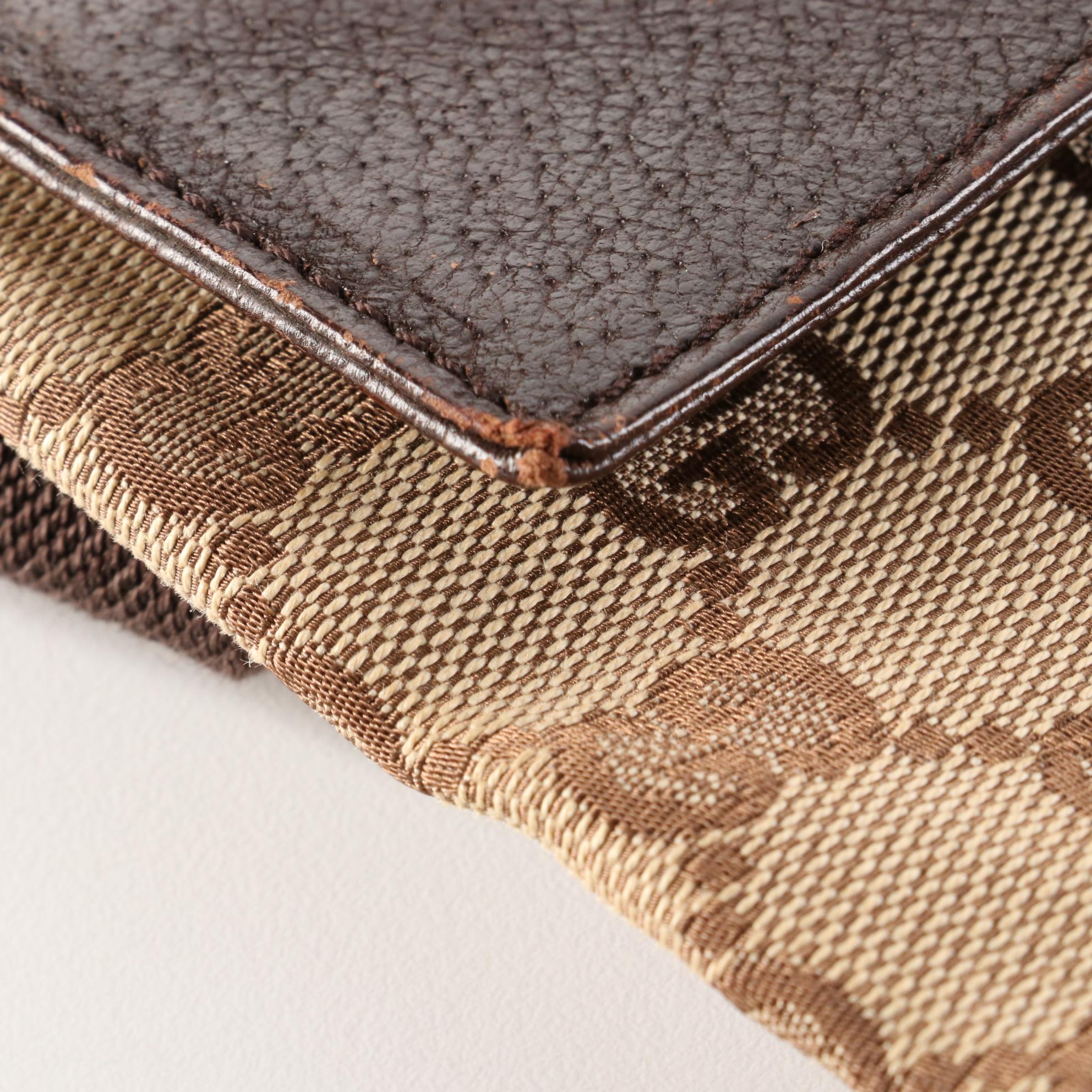 Gucci Belt Bag in GG Canvas and Brown Cinghiale Leather