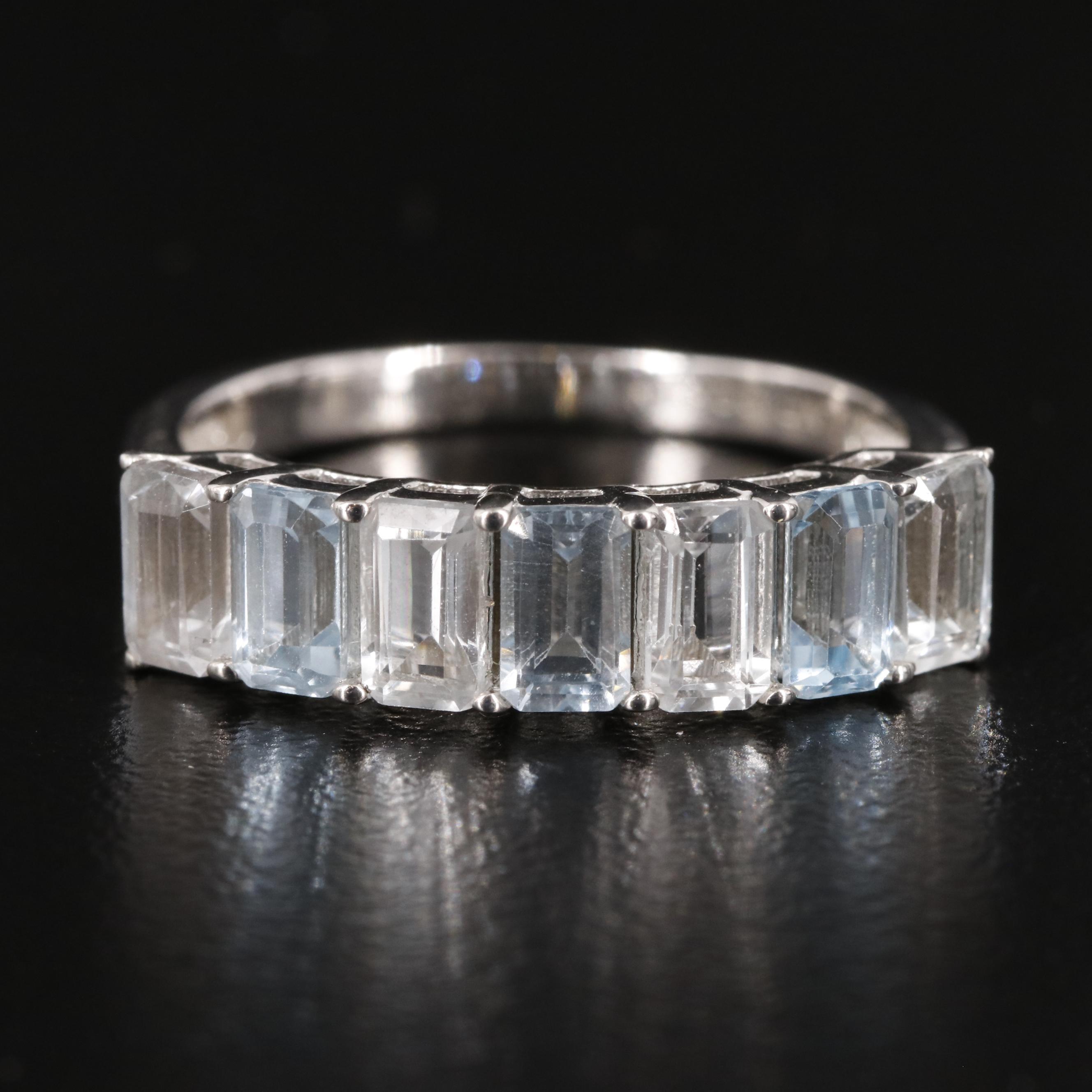 Sterling Blue and White Topaz Band