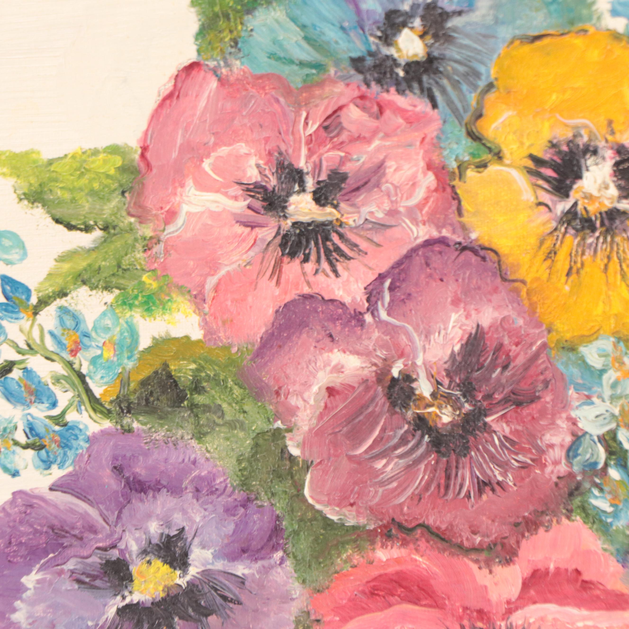 Maxine Houseman Oil Painting "Pansies In Bloom"
