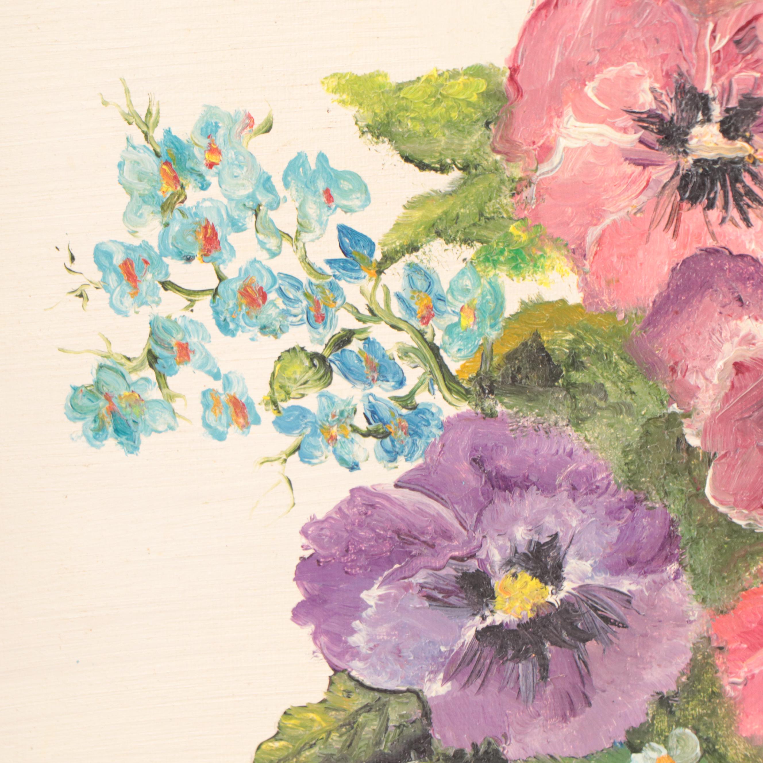 Maxine Houseman Oil Painting "Pansies In Bloom"