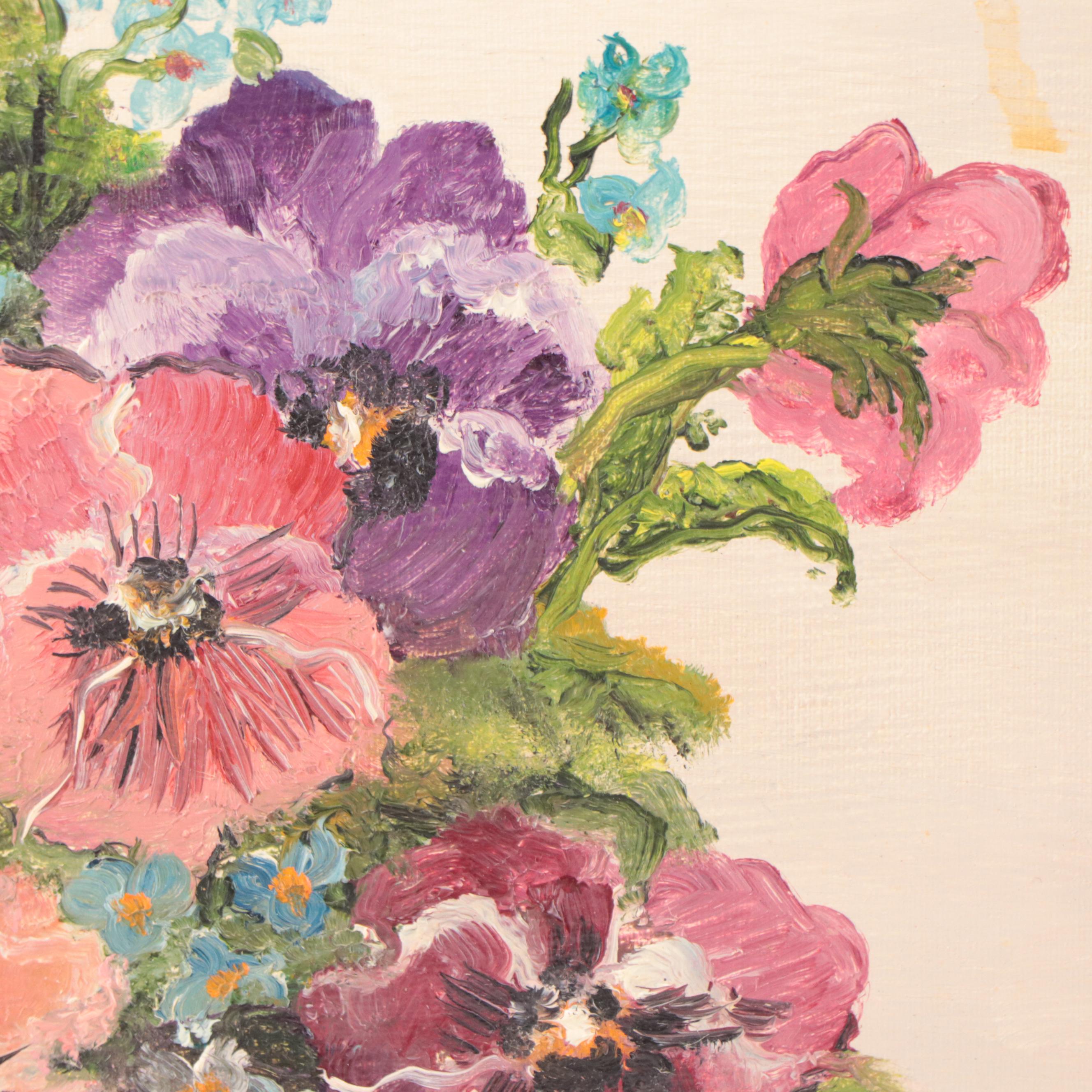 Maxine Houseman Oil Painting "Pansies In Bloom"